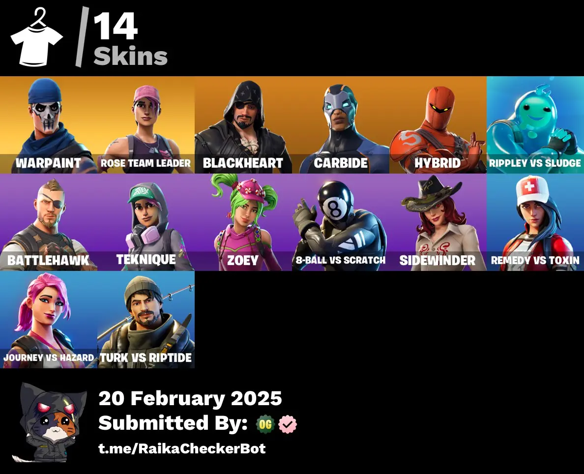 ⭐[PC/PSN/XBOX]  | 82 Game Library (Owned Games) |  14 skins | OG STW | Blackheart | Carbide | Hybrid | Rippley vs Sludge | Battlehawk | Teknique | Zoey | 8-Ball vs Scratch | Sidewinder | 195 VB — screenshot 9