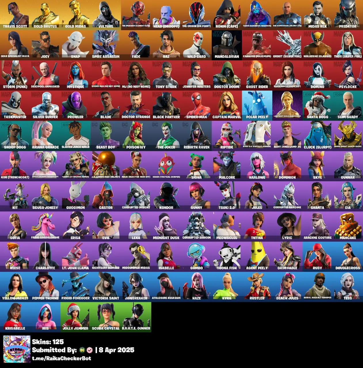 ⭐ Inactive for 2 years | 125 skins | Travis Scott | Aerial Assault Trooper | Gold Brutus | Gold Midas | Vulture | The Imagined (Combat Elite) | Head (Droopy) | 100 VB — image 2