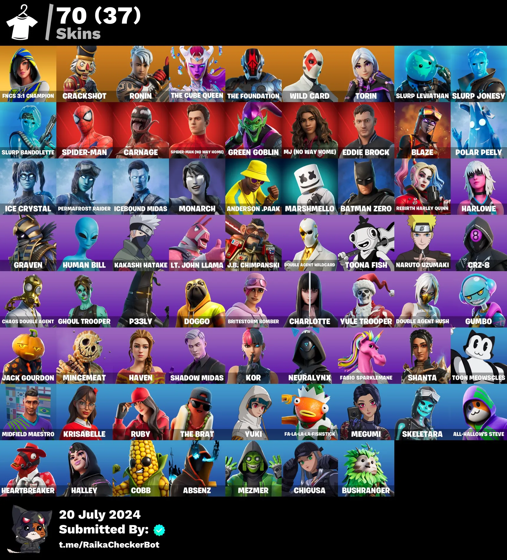 ⭐ Inactive for 3 years | Mail changenable | 70 skins | FNCS 3:1 Champion | Crackshot | Ronin | The Cube Queen | The Foundation | Wild Card | Torin | Slurp Leviathan | 200 VB — image 7