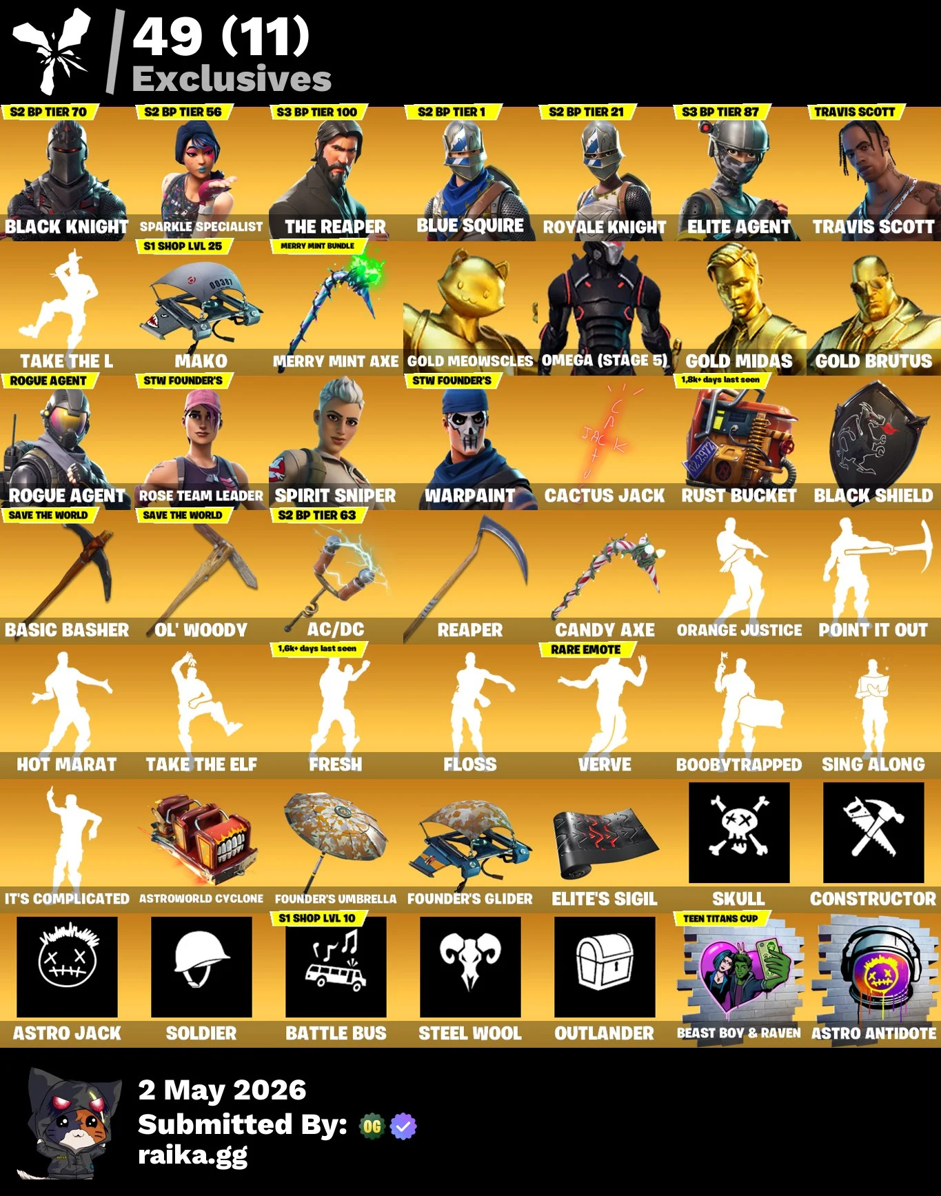 PC/PSN/Xbox/Nintendo 155 skins | OG STW | Black Knight | Travis Scott | Merry Mint Axe | Floss | Sparkle Specialist | The Reaper | Blue Squire | Royale Knight | Elite Agent | Gold Meowscles | 600 VB — image 7