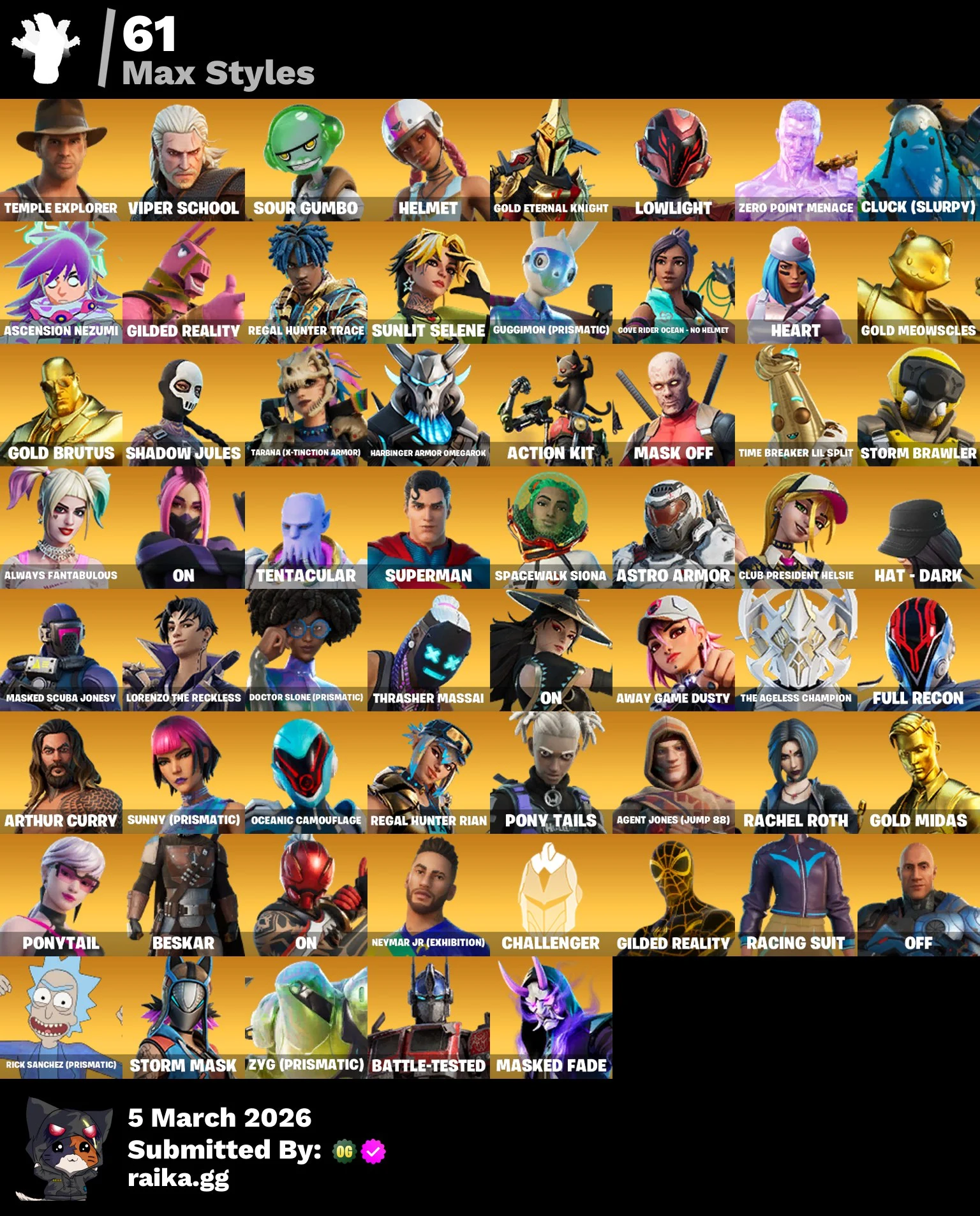 PC/PSN/Xbox/Nintendo 169 skins | Travis Scott | Gold Meowscles | Gold Brutus | Gold Midas | Heron Stance Hero | Predator | Gear Specialist Maya | The Imagined | 350 VB — image 6