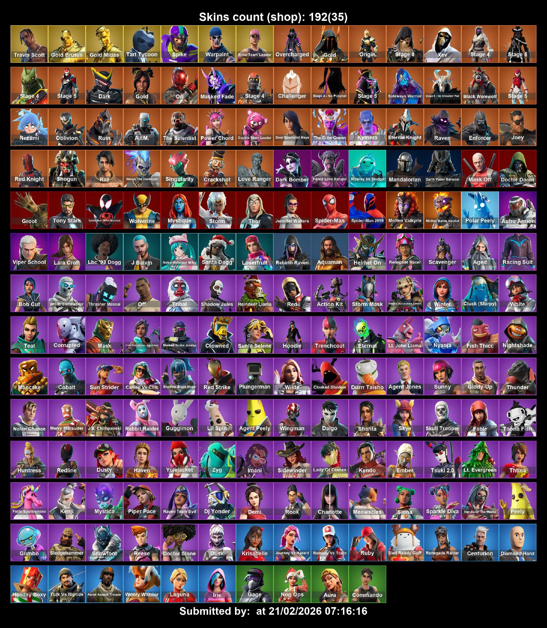 🎮(PC PSN XBOX) 👑 192 Skins 🎶 OG STW ⭐ Travis Scott 🌸 Gold Midas 💖 SpiderMan ✨ Red Knight 🦇 Shogun 🌟 Lara Croft 💀Raven 🩻 Ice King ❤️‍🔥Lara Croft 🩻 Skull Trooper 💀 Loser Fruit 💎 Diamond Hanz 🧊 Oblivion 🔏Full Email Access