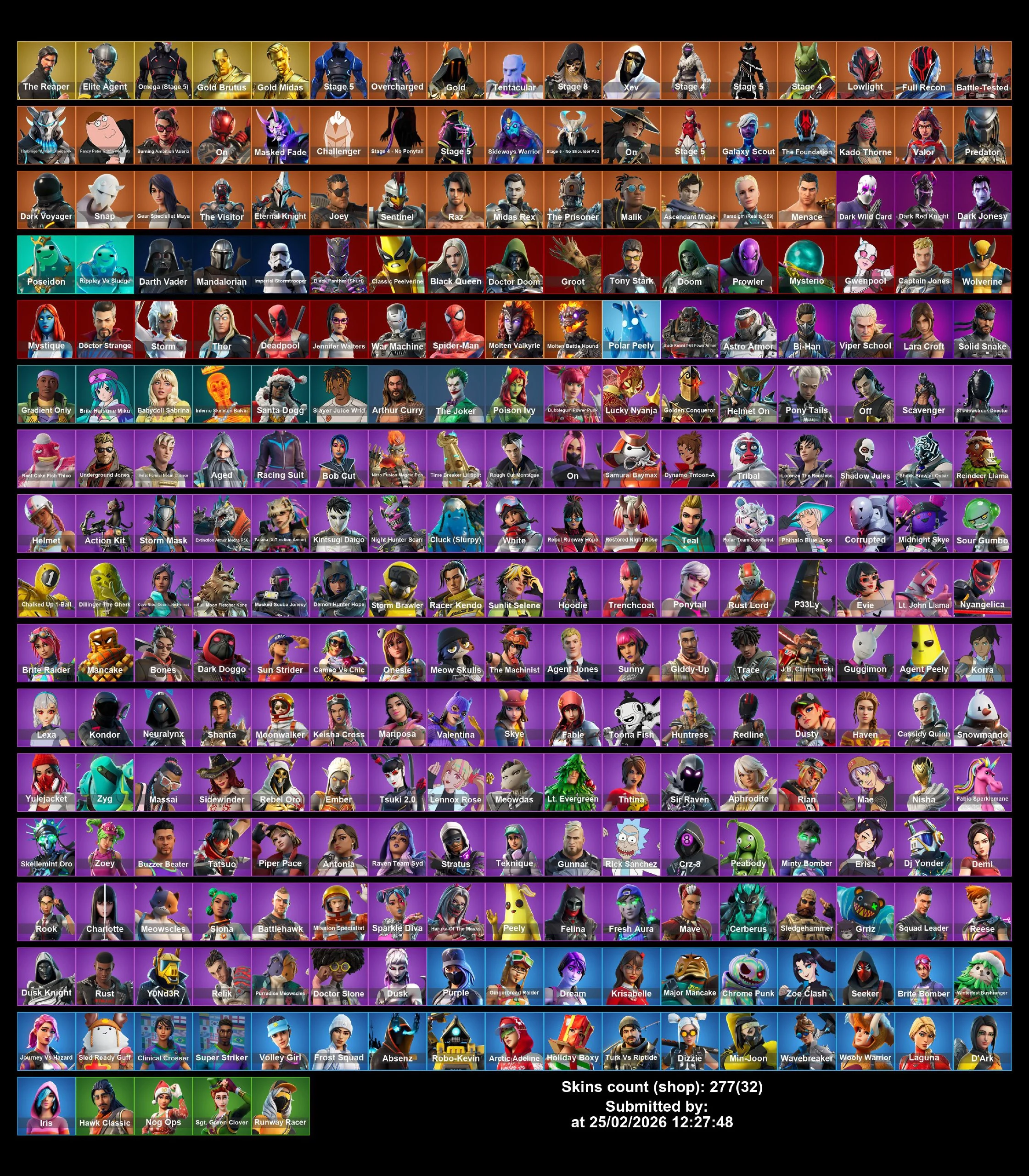 🎮 (PC PSN XBOX) ⭐ 277 Skins 💝 OG Season 3 🌟 The Reaper 🪇 Elite Agent ✨ Take The L 👑 The Joker 🩻 Brite Bomber 🌈 Fresh Aura 🎶 Lara Croft 💝 Midas Rex 😎 Rick Sanchez ❤️‍🔥 Valley GIrl 🌚 Babydoll Sabrina 💀 Dream ☠️ P33ly 🔒Full Email Access