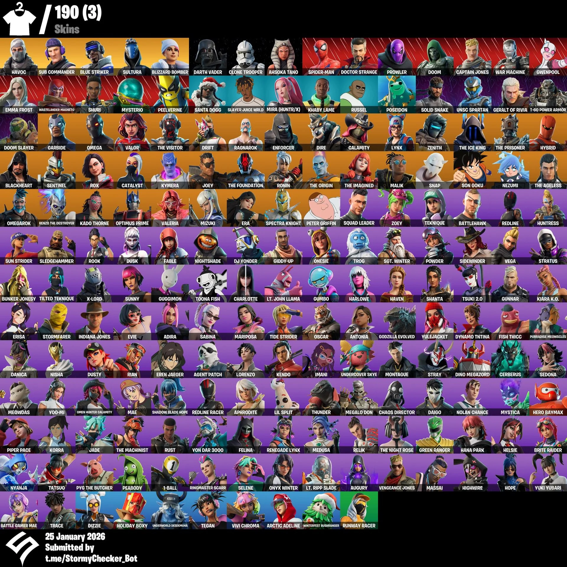 🎮 (PC PSN) 🌚 190 Skins 💀 Havoc ✨ Sub Commander ❤️‍🔥 Blizzard Bomber 🌟 Omega 🎶 Orange Justice 💝 Indiana Jones ☠️ Agent Patch 💖 Drift 🌈 Green Ranger 🌸 Hero Baymax ⭐ Toona Fish 🐉 Peter Griffin 🔓 Full Email Access