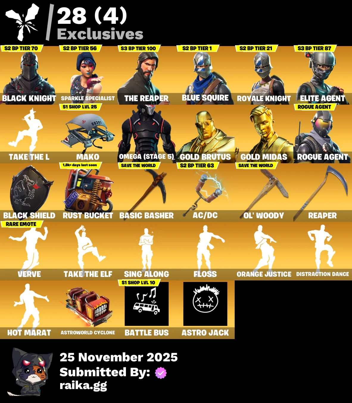 [PC/XBOX]  117 skins | Renegade Raider | Aerial Assault Trooper | Black Knight | Sparkle Specialist | The Reaper | Blue Squire | Royale Knight | Elite Agent | 150 VB — screenshot 1