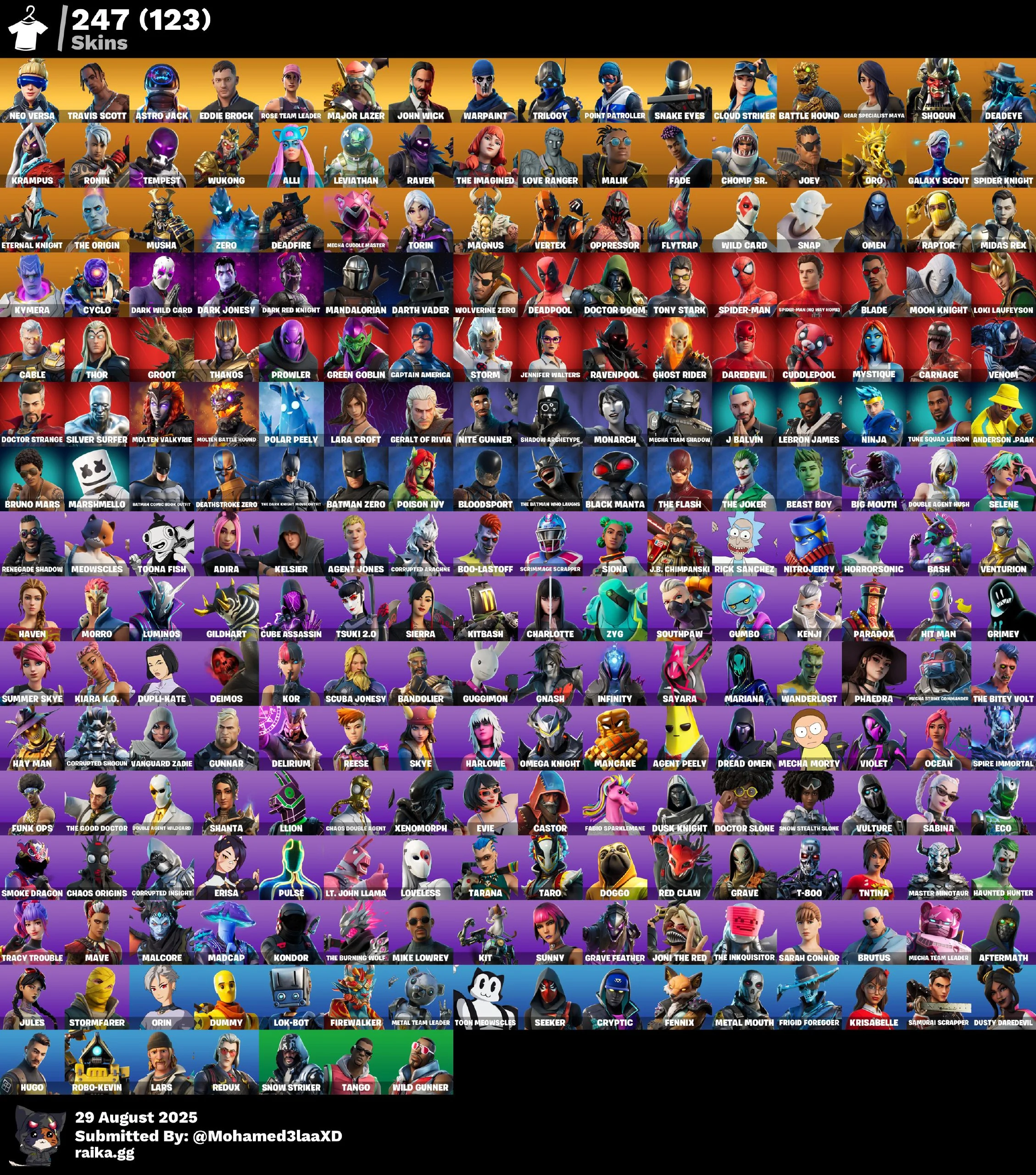 [PC] 247 skins | OG STW | Neo Versa | Travis Scott | Astro Jack | Eddie Brock | Major Lazer | John Wick | Trilogy | Point Patroller | Snake Eyes | 500 VB