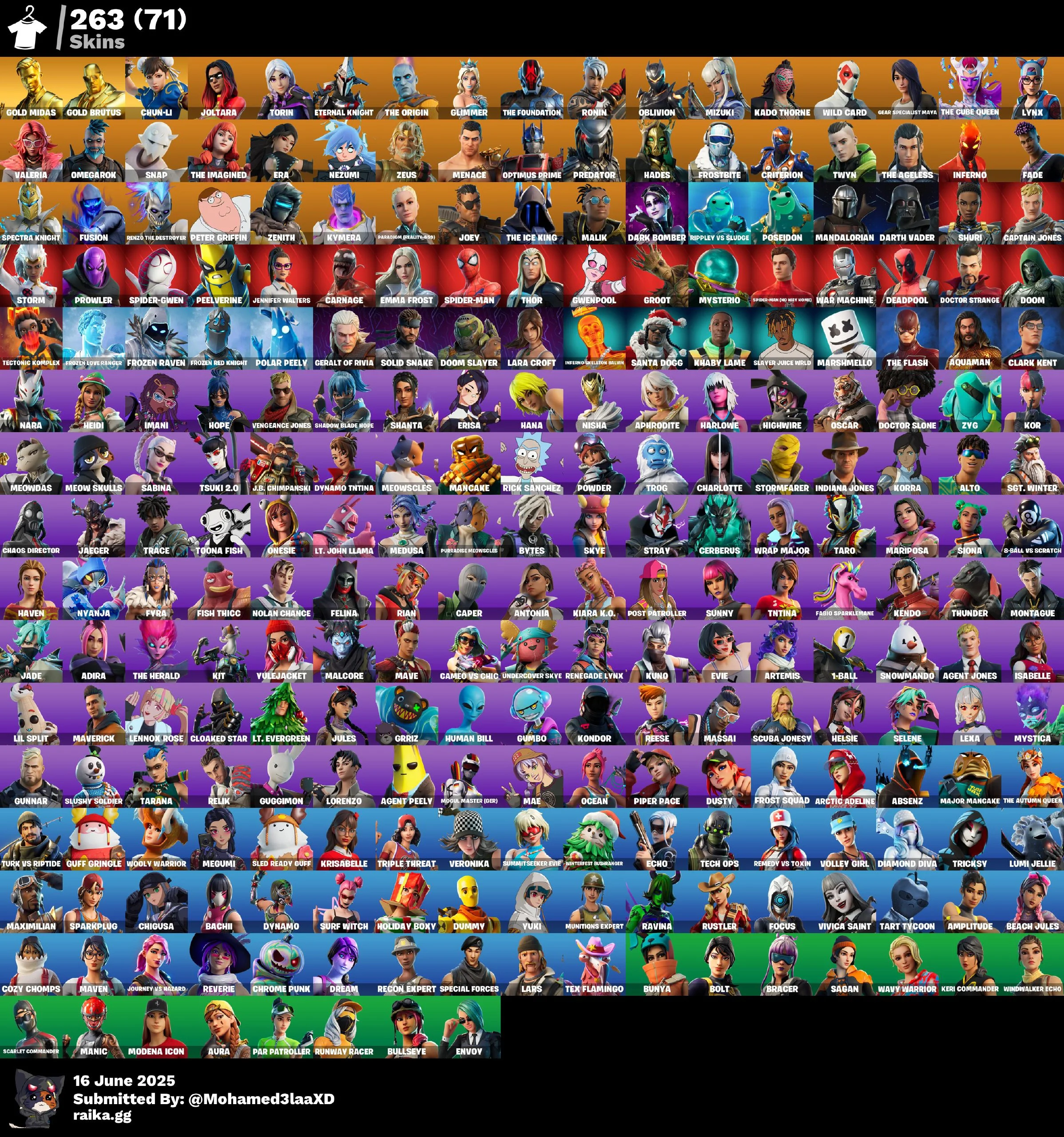 [PC] 263 skins | Gold Midas | Gold Brutus | Chun-Li | Joltara | Torin | Eternal Knight | The Origin | Glimmer | The Foundation | Ronin | Oblivion | 1460 VB