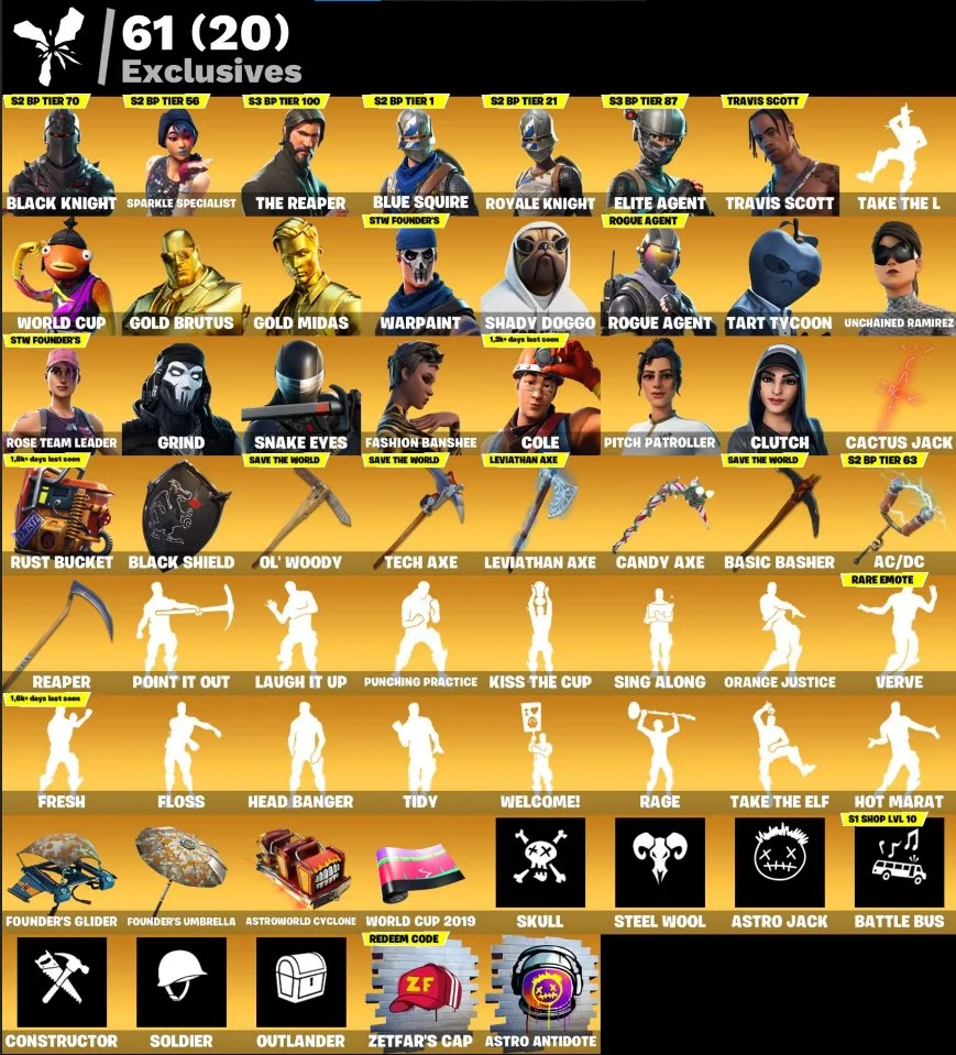 🎮 Level 3513 💰 100 V-bucks 👕 351 skins OG STW | Black Knight | Sparkle Specialist | The Reaper |