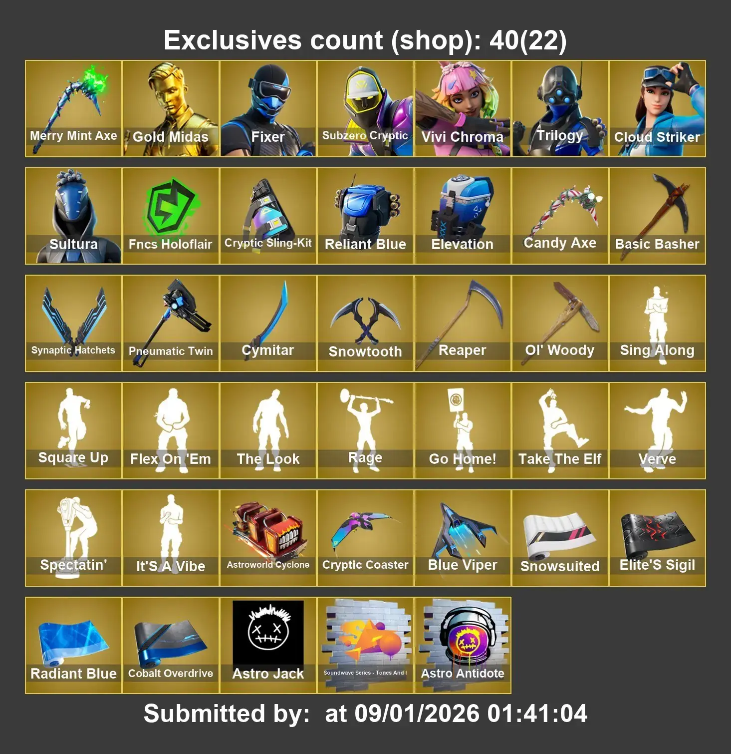✧･ﾟ:*✧ Fortnite ⸱ 144 skins, Gold Midas, Fixer, Subzero Cryptic ✧･ﾟ:*✧ Hurry! ✧･ﾟ:*✧ [y61553226f] — screenshot 1