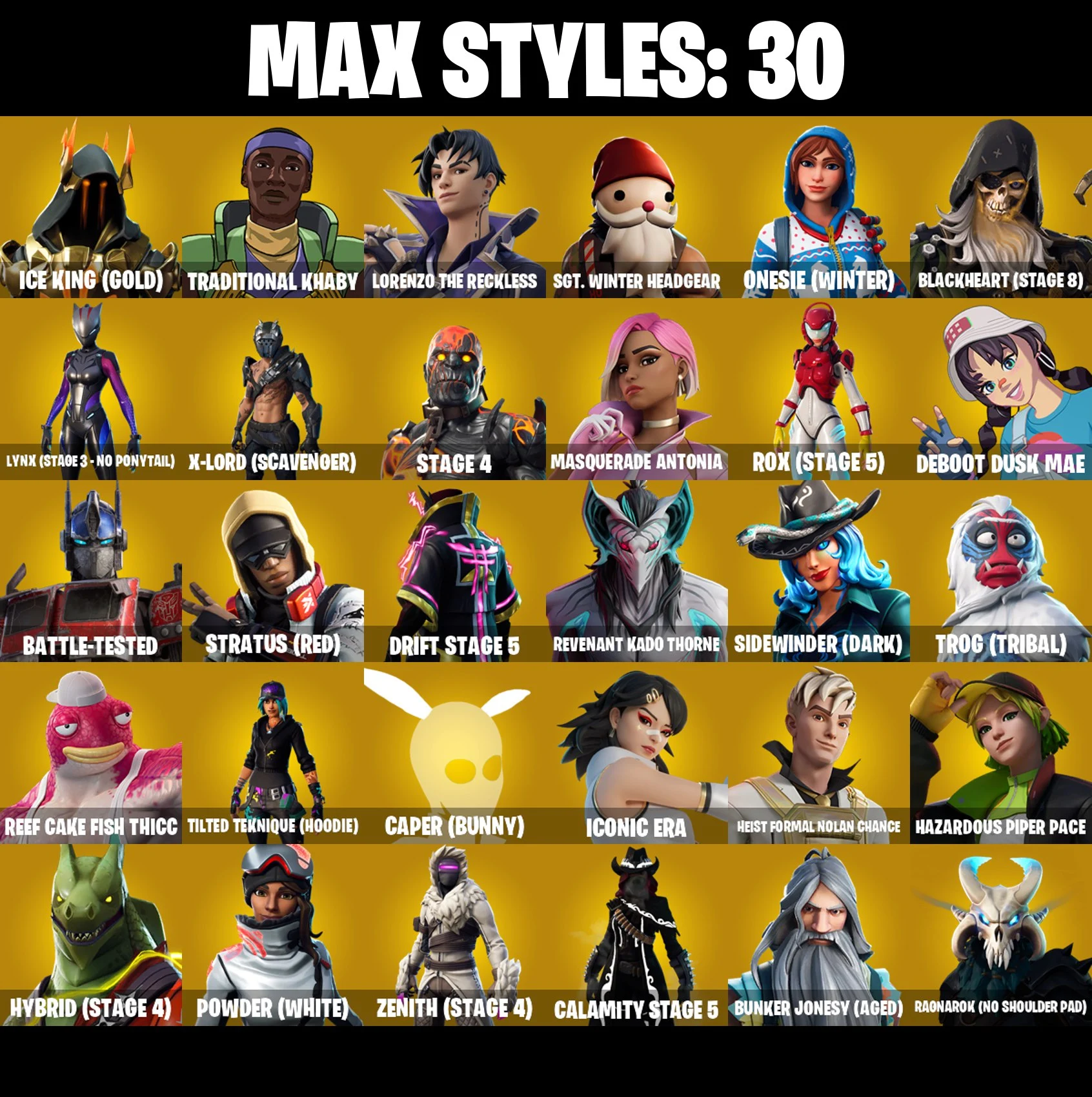 Deadpool ⭐️ Drift ⭐️ Rage ⭐️ Ragnarok ⭐️ The Ice King ⭐️ Midas ⭐️ Optimus Prime ⭐️ Kado Thorne ⭐️ Lynx ⭐️ Rook ⭐️ Sing Along ⭐️ Jules ⭐️ Get Griddy ⭐️ Point It Out ⭐️ Take The Elf ⭐️ Verve ⭐️ Carbon Commando ⭐️ PC/PSN/XBOX ♨️ 118 skins — image 5