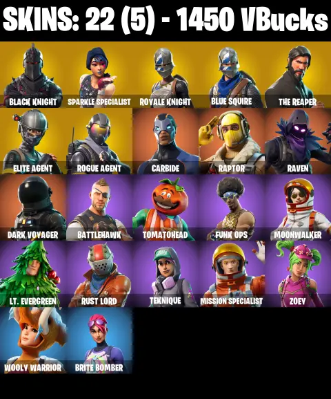 PC/PSN/XBOX ♨️22 skins 👑 Black Knight 👑 Sparkle Specialist 👑 Royale Knight 👑 Blue Squire 👑 The Reaper 👑 Elite Agent 👑 Rogue Agent 👑 Black Shield 👑 #B578 — image 2