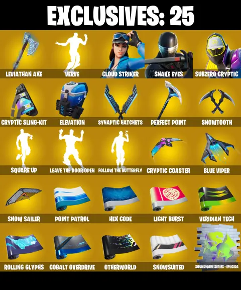 PC/PSN/XBOX ♨️248 skins 👑 Cloud Striker 👑 Snake Eyes 👑 Subzero Cryptic 👑 Cryptic Sling-kit 👑 Elevation 👑 Leviathan Axe 👑 Synaptic Hatchets 👑 #B579 — image 1