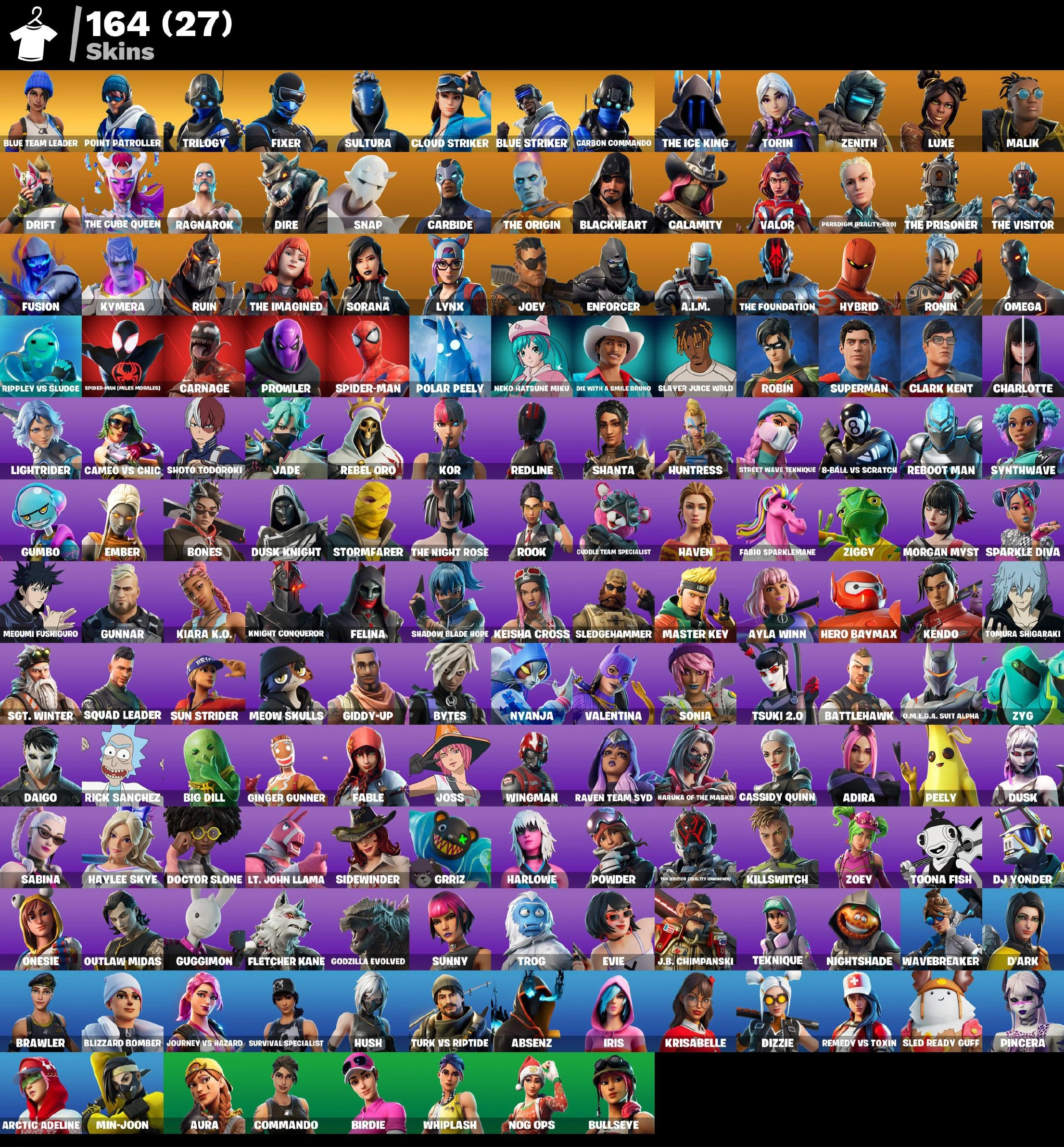🔥 [PC] 164 skins 💥 | Blue Team Leader | 🏆Point Patroller | Trilogy | Fixer | Sultura | Cloud Striker | Blue Striker | Carbon Commando | The Ice King | 0 VB 🏆