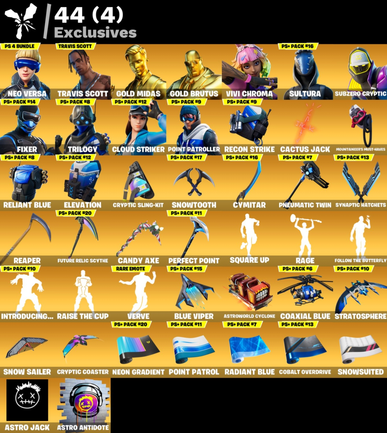 🔥[PC] 164 skins 🔥Neo Versa 🔥Travis Scott 🔥Renegade Raider 🔥Gold Midas 🔥Gold Brutus 🔥Vivi Chroma 🔥 Sultura 🔥 Subzero Cryptic 🔥 Fixer 🔥Trilogy 🔥 200 VB