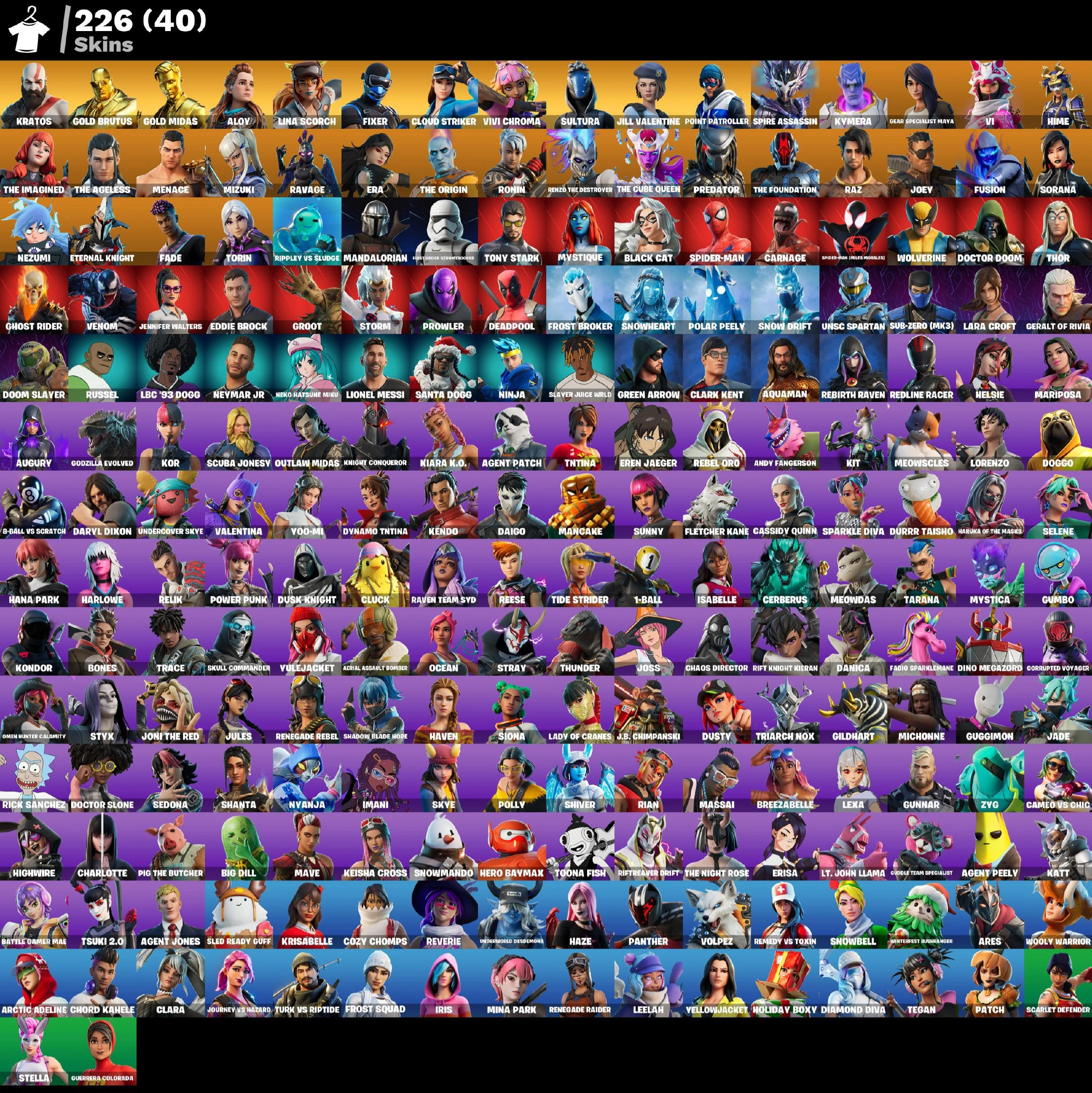 💥 [PC] 226 skins 🔥  | Renegade Raider | 🌟Kratos | Gold Brutus | Gold Midas | Aloy | Lina Scorch | Fixer | Cloud Striker | Vivi Chroma | Sultura | 700 VB 🏆