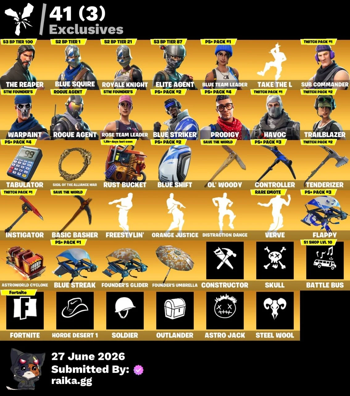 ⭐️TAKE THE L⭐️64 SKINS⭐️ROYALE KNIGHT⭐️BLUE TEAMLEADER⭐️FREESTYLE⭐️