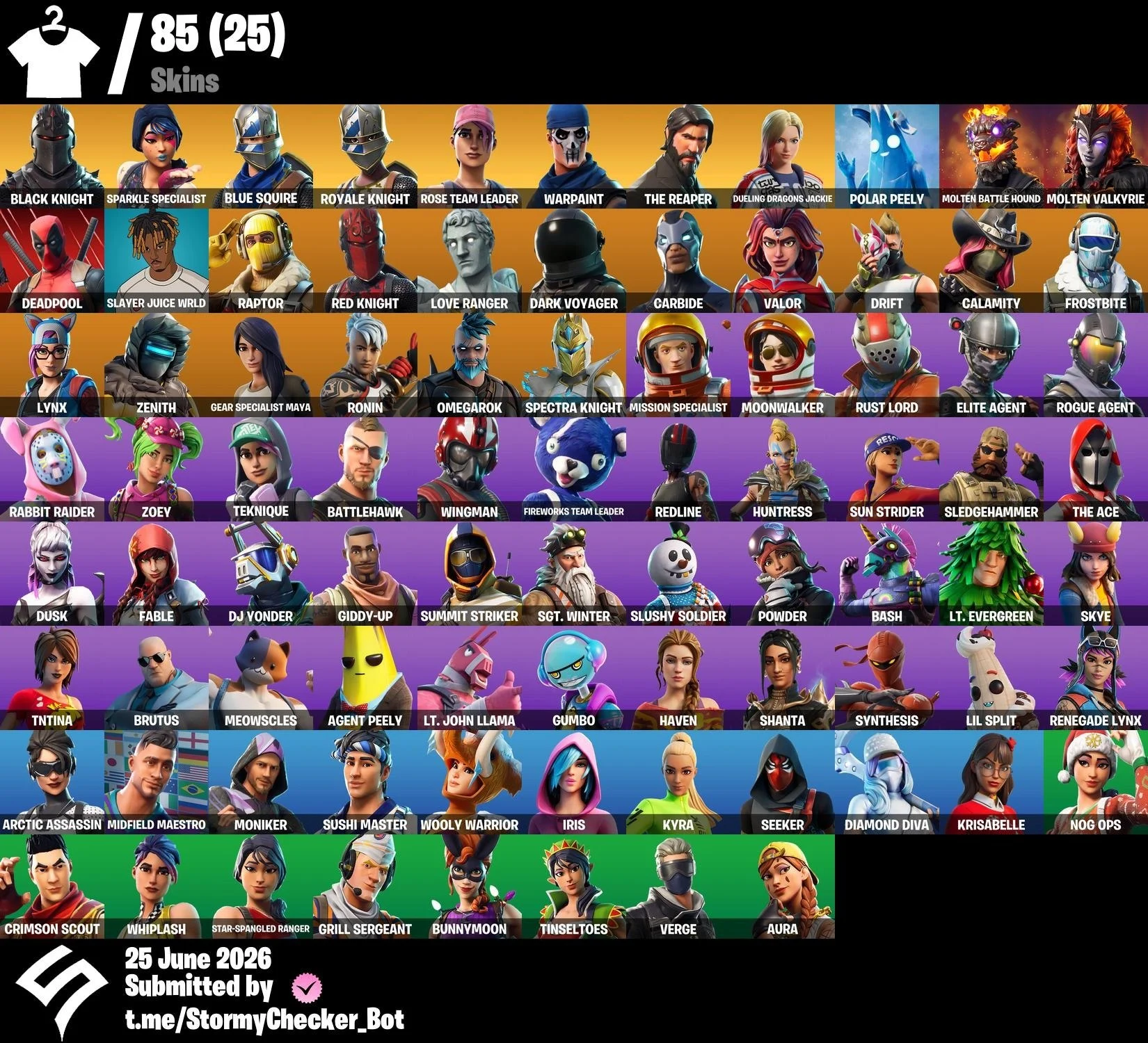 [PC/XBOX/PSN] | 85 Skins | Black Knight | OG STW | Sparkle Specialist | Blue Squire | Royale Knight | Rose Team Leader | Warpaint | AC/DC