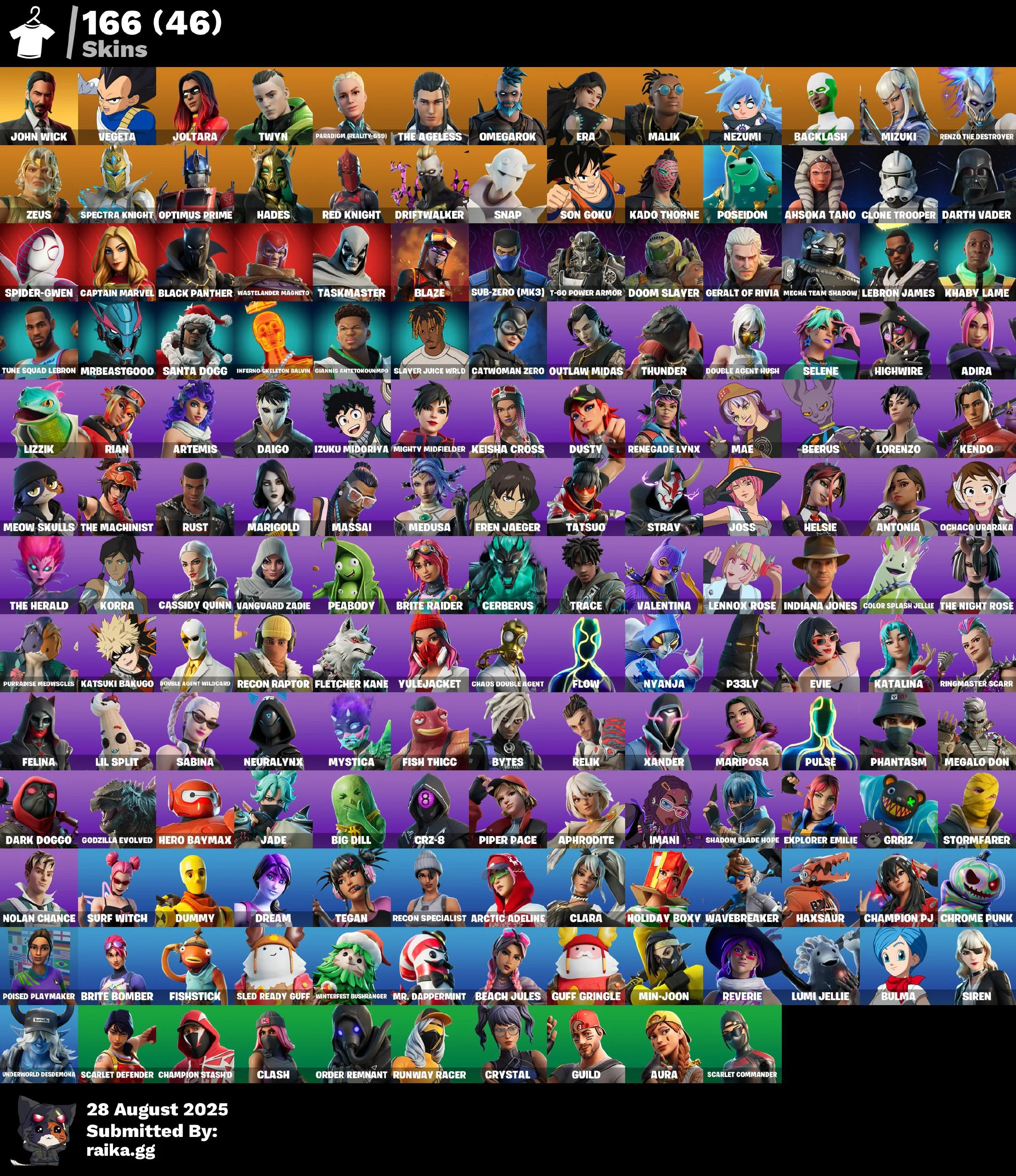 [PC | PSN | XBOX] 166 skins | John Wick | Vegeta | Joltara | Twyn | Pulse | Lebron | Inferno |  Paradigm (Reality-659) | The Ageless | Omegarok | Era | Malik | Nezumi | Backlash | Mizuki | 250 VB