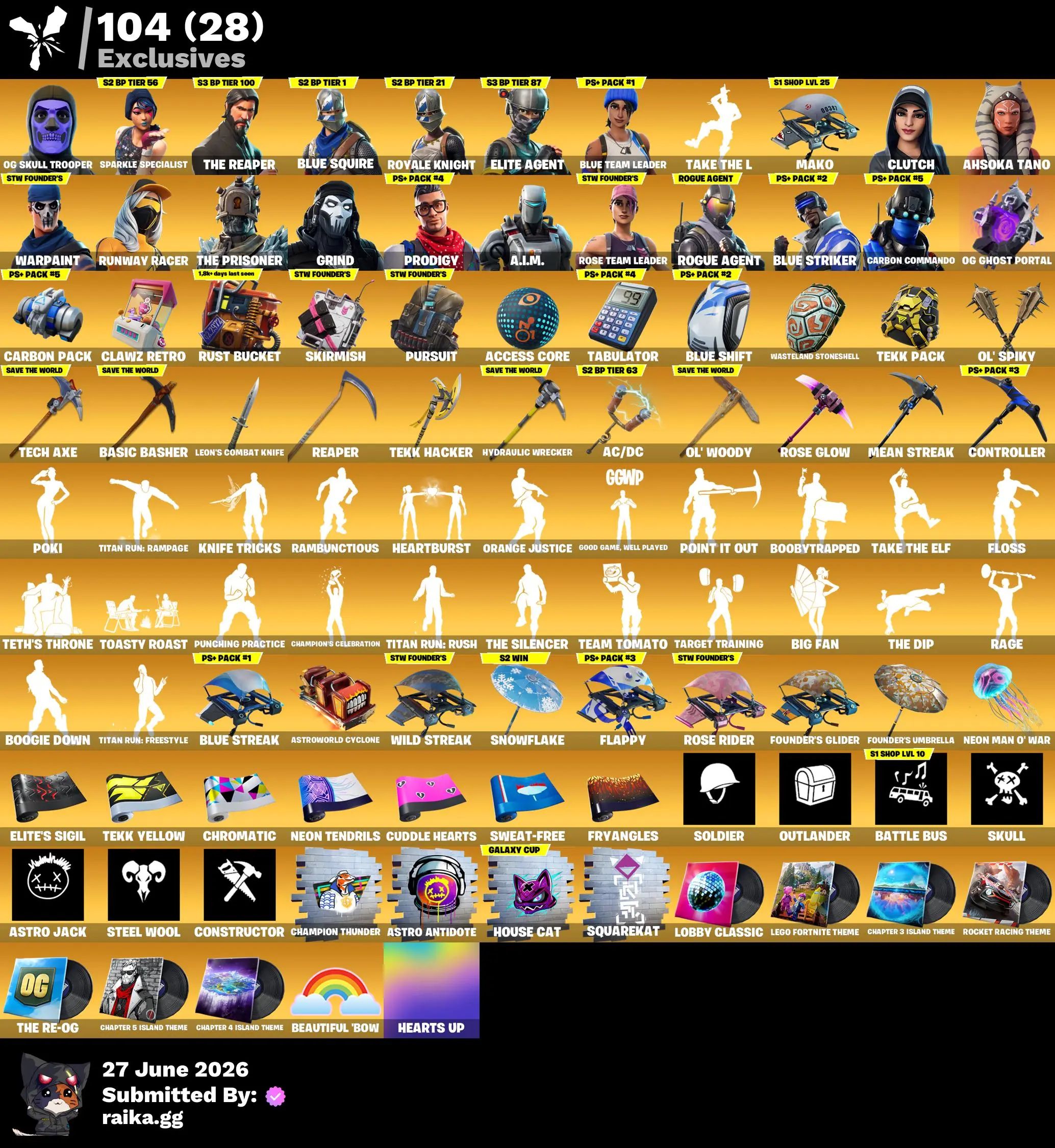 PC/XBOX/SWITCH 🔥 190 skins | OG STW | Renegade Raider | Og Skull Trooper | Sparkle Specialist | The Reaper | Blue Squire | Royale Knight | Elite Agent | Blue Team Leader | Clutch | Grind | Prodigy | 0 VB