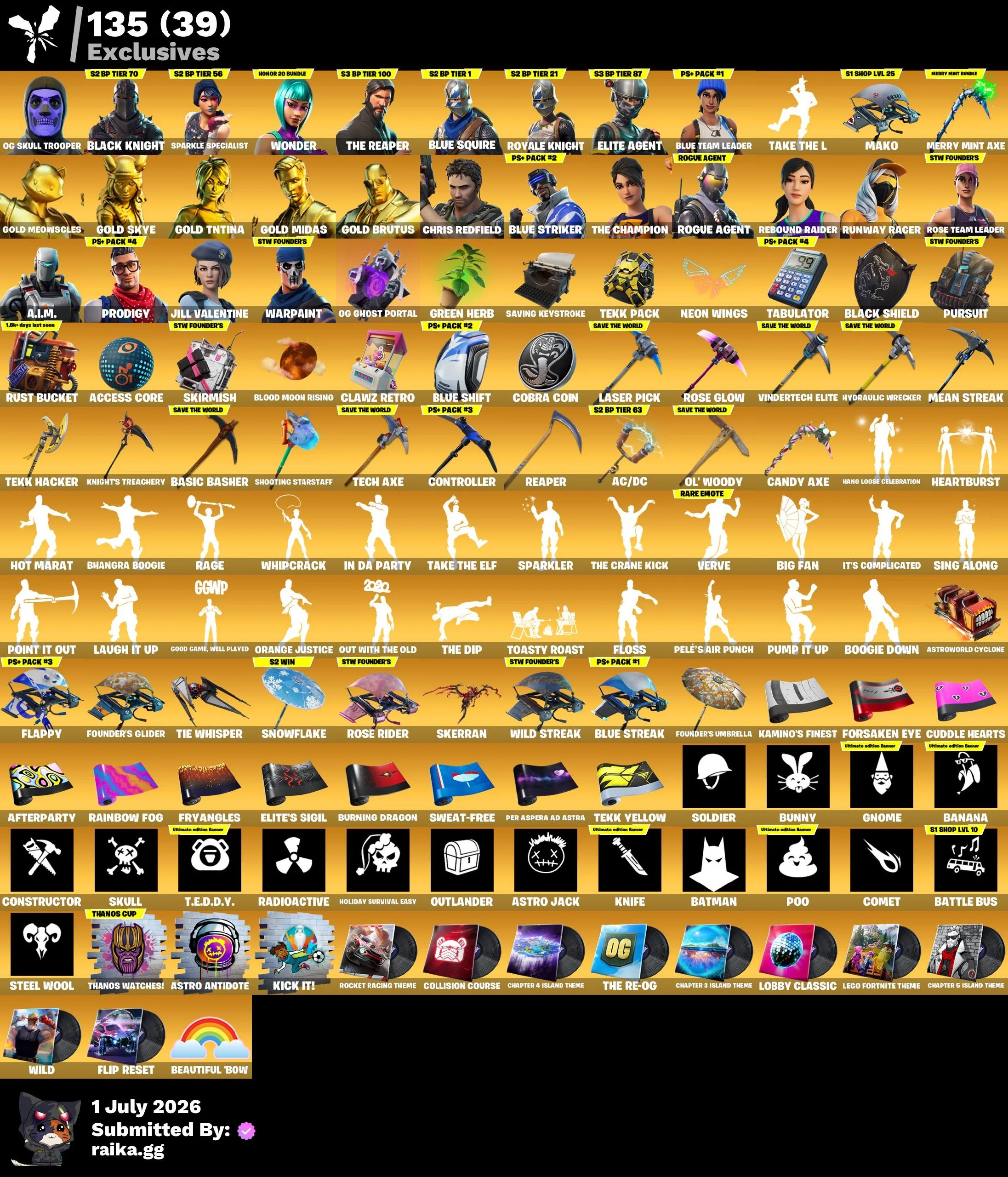 RAREST OG EXCLUSIVES 🤯 PC/PSN/XBOX 🔥 259 skins | OG STW | Og Skull Trooper | Wonder |  Black Knight | Merry Mint Axe | Sparkle Specialist | The Reaper | Blue Squire | Royale Knight | Elite Agent | Blue Team Leader | Gold Meowscles | Gold Skye | 1 VB
