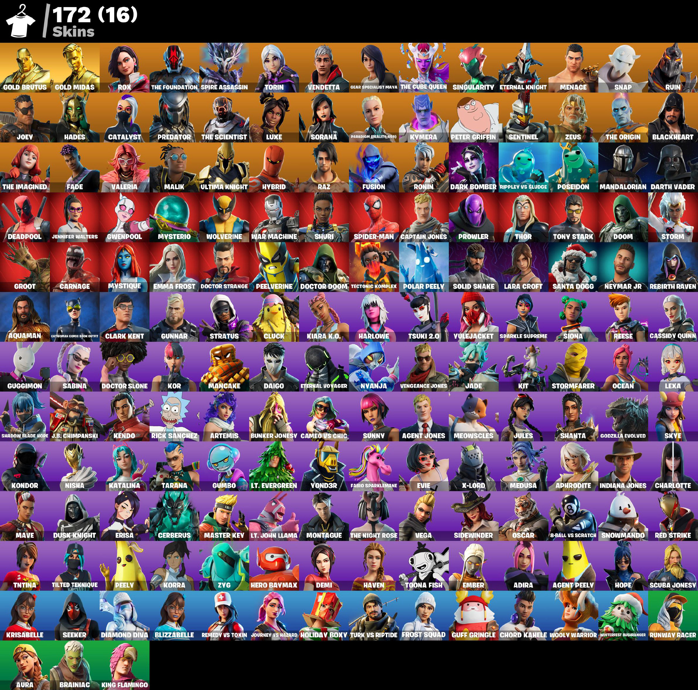 PC,PSN,XBOX 172 SKINS FA ⸱ DARTH VADER ⸱ HADES ⸱ ETERNAL KNIGHT ⸱ MANDALORIAN ⸱ KOR ⸱ LARA CROFT ⸱ WOLVERINE ⸱ CATWOMAN ⸱ KATALINA ⸱ DIAMOND DIVA RK289 — image 1