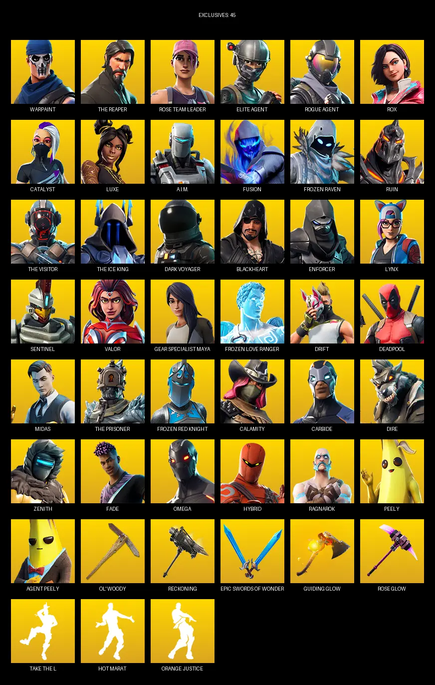 [PC/PSN] | 118 skins | 1400 V-bucks | Take The L | OG STW | The Reaper | Elite Agent | Omega | Warpaint | Rose Team Leader | Rogue Agent | #AMR2995