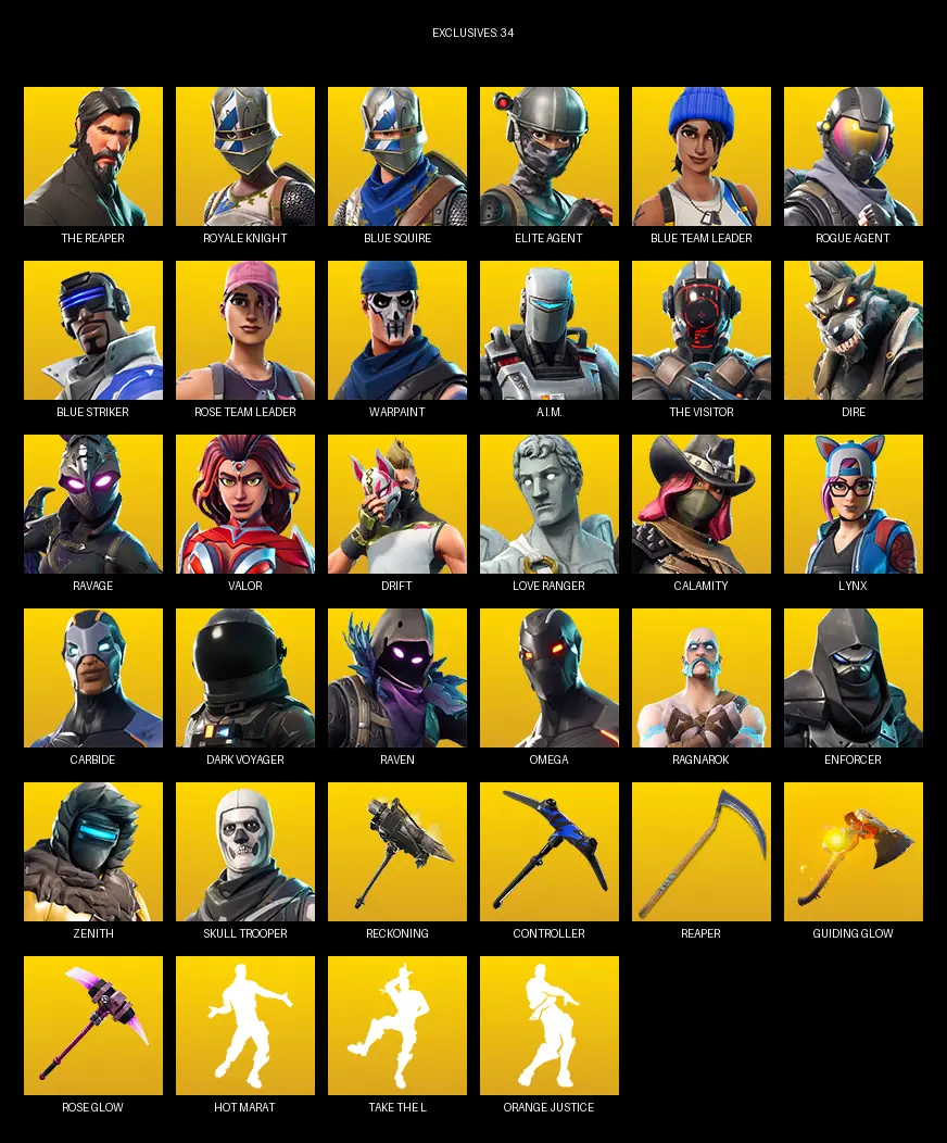 [PC/PSN/XBOX] | 54 skins | Take The L | OG STW | Royale Knight | The Reaper | Elite Agent | Blue Squire | Omega | Blue Team Leader | #NSS4745