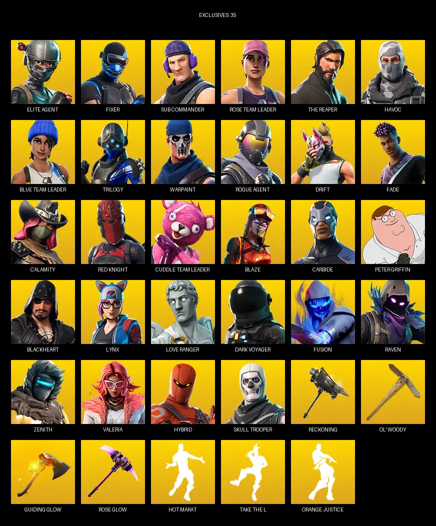 [PC/XBOX] | 90 skins | Take The L | OG STW | The Reaper | Elite Agent | Fixer | Sub Commander | Rose Team Leader | Havoc | Blue Team Leader | #SAL4346