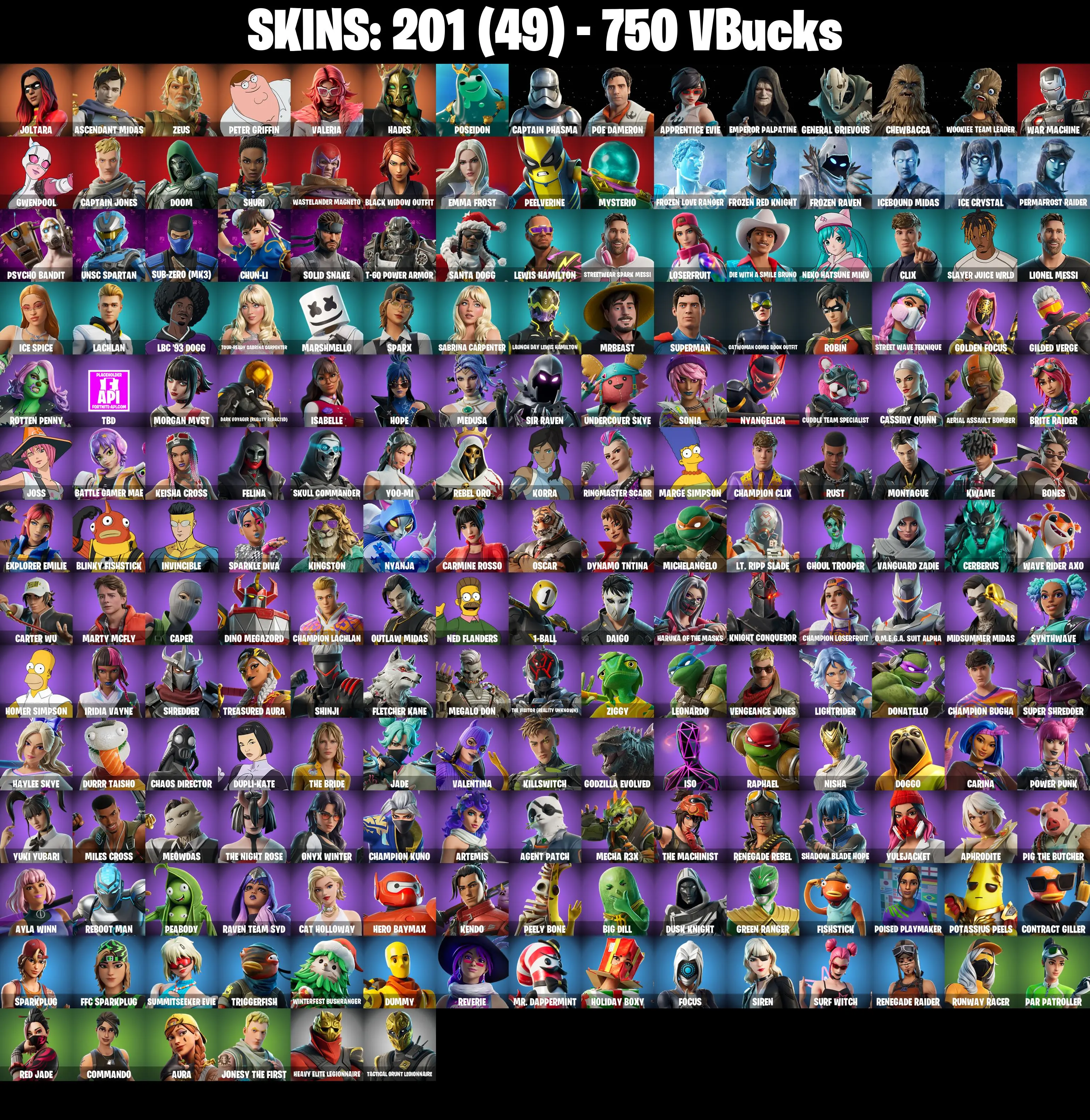 (PC/PSN/XBOX) 201 SKINS π Renegade Raider π Joltara π Ascendant Midas π Zeus π Peter Griffin π Valeria π Hades π Poseidon π 750 V-Buck PARENTAL CONTROL β image 2