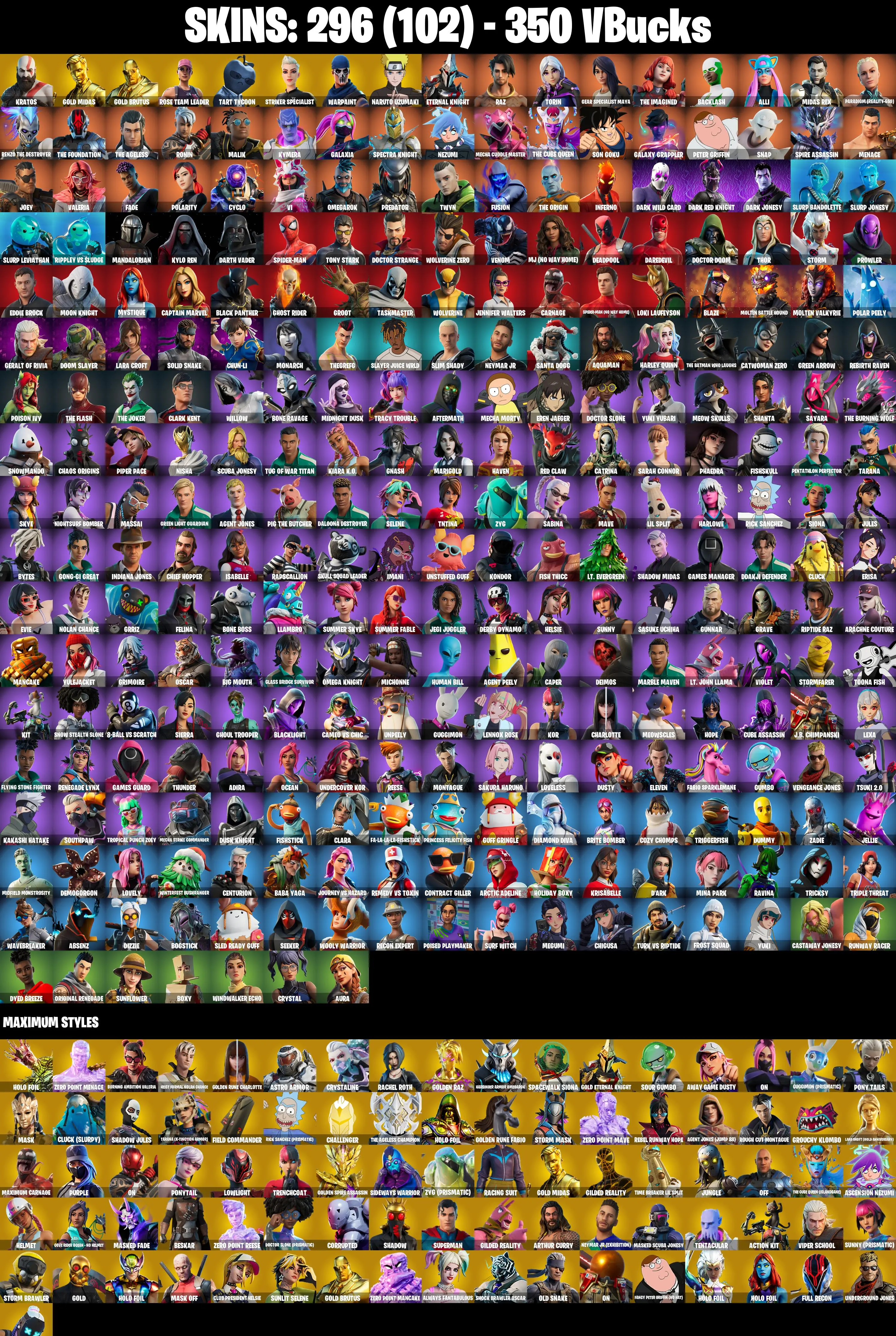(PC/PSN/XBOX) OG STW π 296 SKINS π Kratos π Gold Midas π Gold Brutus π Tart Tycoon π Striker Specialist π Naruto Uzumaki π 350 V-Buck PARENTAL CONTROL β image 2