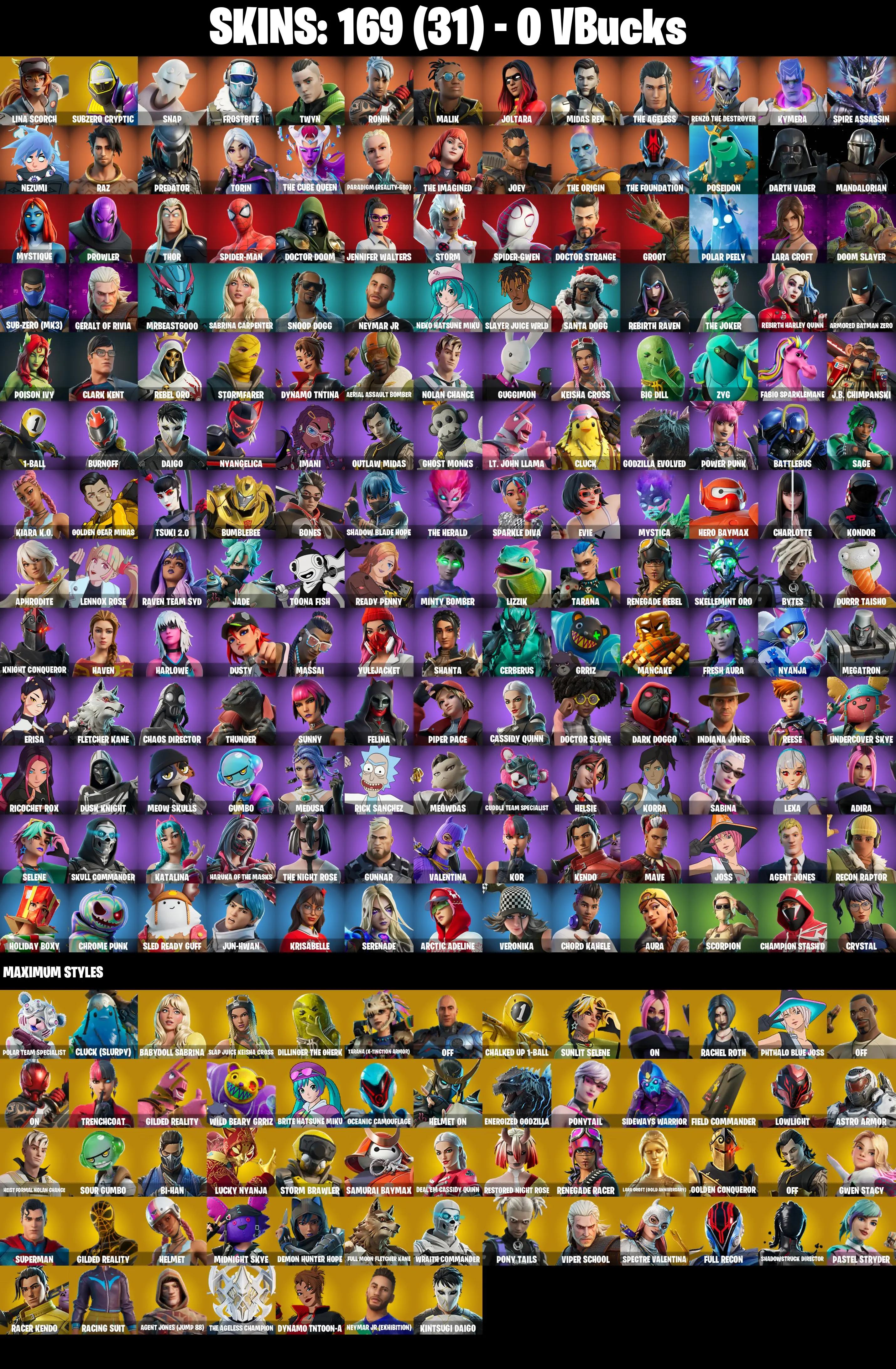(PC/PSN/XBOX) 169 SKINS π« Lina Scorch β‘οΈ Subzero Cryptic π Snap β‘οΈ Frostbite π Twyn β‘οΈ Ronin π Malik β‘οΈ Joltara π Midas Rex | 0 V-Buck | PARENTAL CONTROLS β image 2