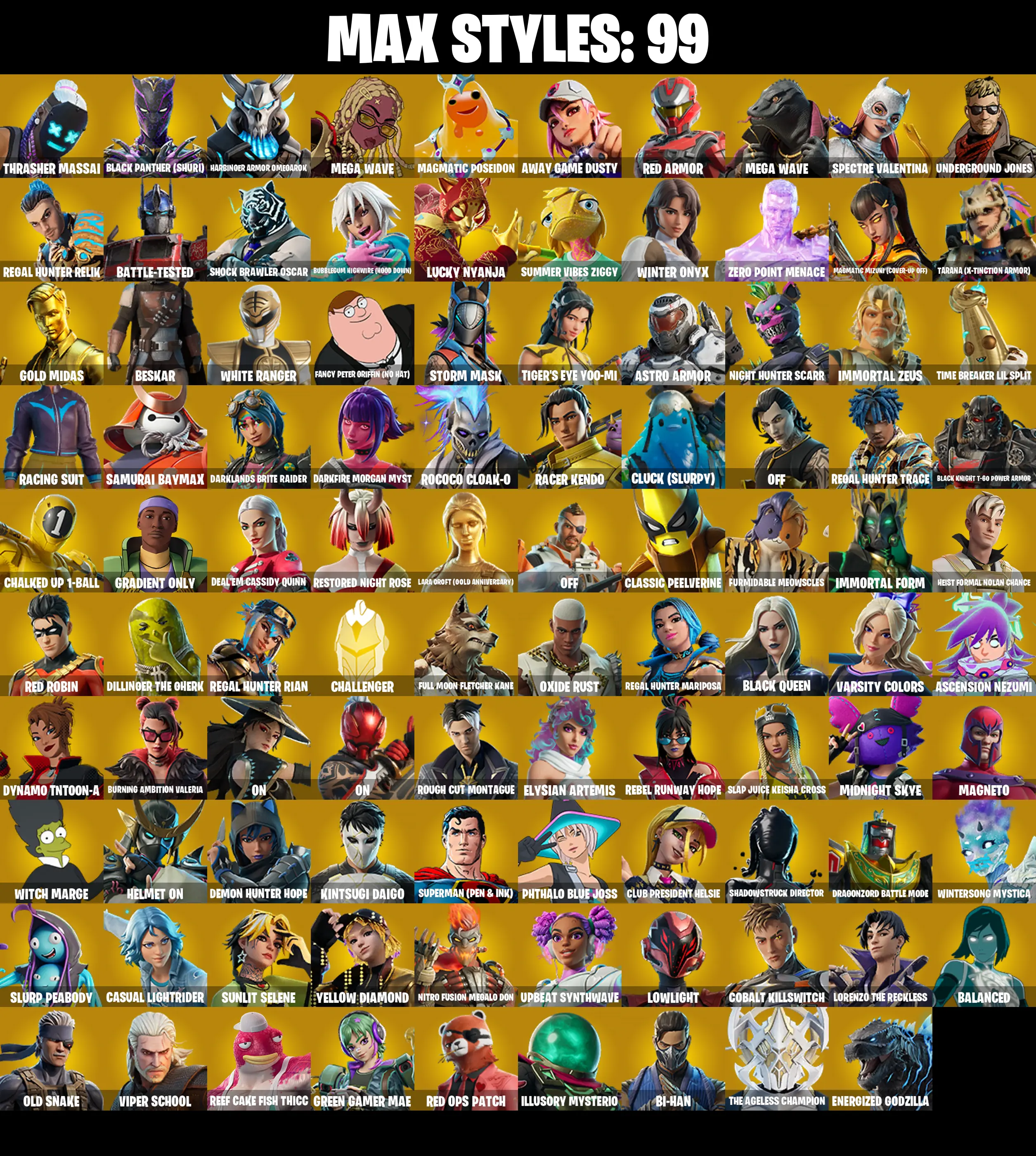 (PC/PSN/XBOX) 287 SKINS π« Renegade Raider β‘οΈ Gold Midas π Era β‘οΈ Joey π Galaxy Scout β‘οΈ Vegeta π Predator β‘οΈ The Imagined | 300 V-Buck | PARENTAL CONTROLS β image 3