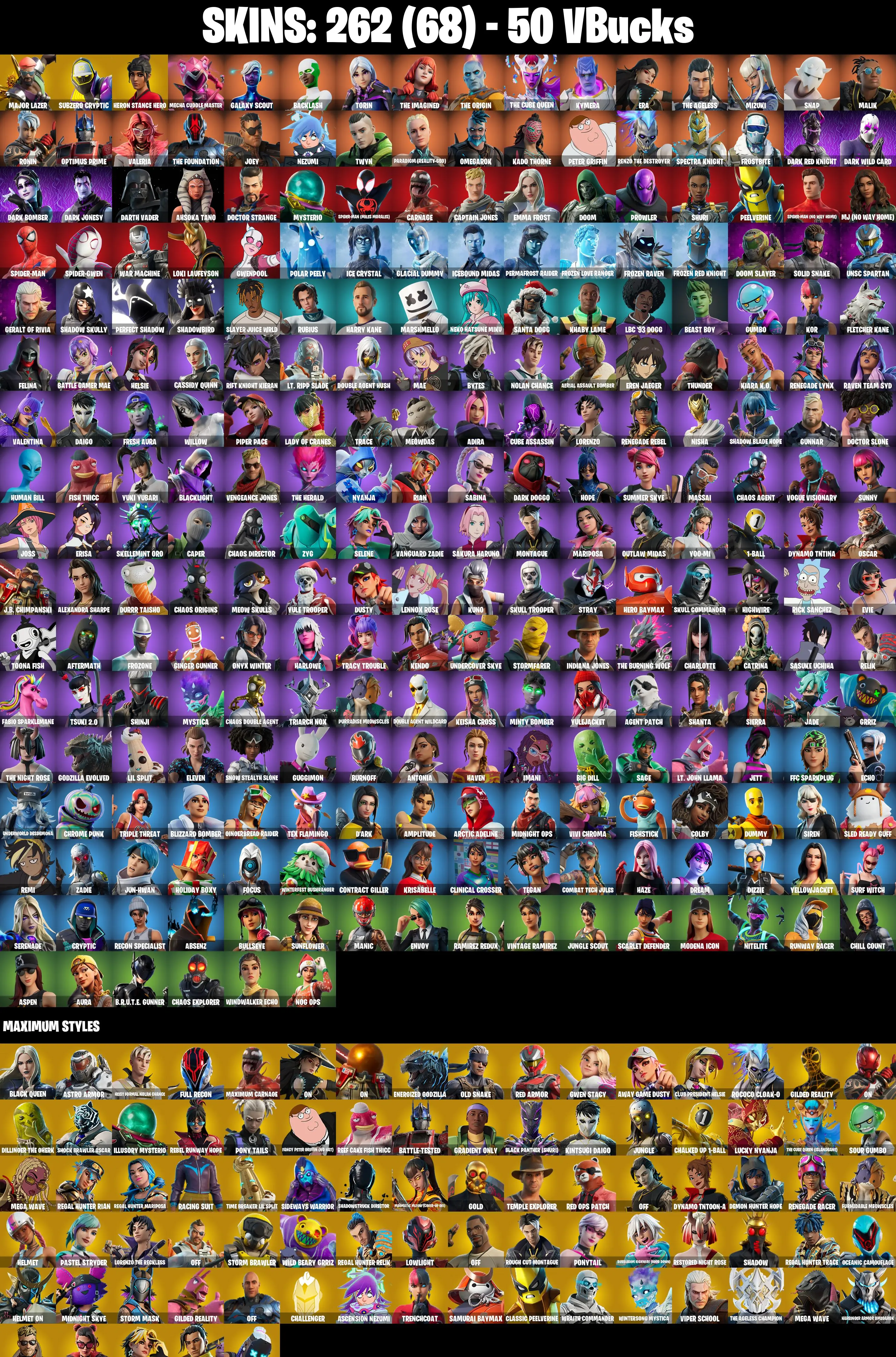 (PC/XBOX) 262 SKINS π₯ Major Lazer π₯ Subzero Cryptic π₯ Heron Stance Hero π₯ Mecha Cuddle Master π₯ Galaxy Scout π₯ Backlash π₯ Torin π₯ 50 V-Bucπ₯ PARENTAL CONTROLS β image 2