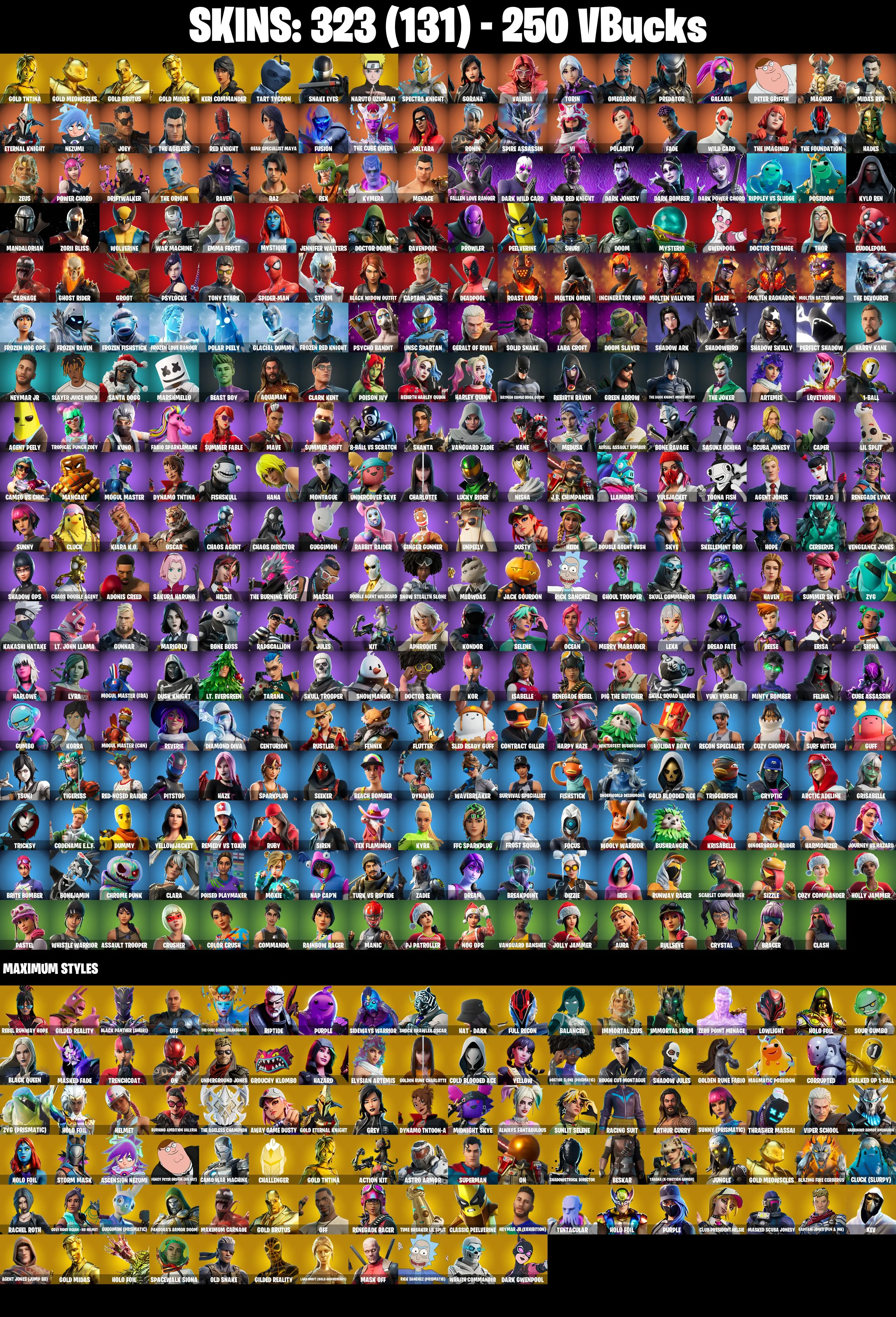 (PC) 323 SKINS π₯ Gold TNTina π₯ Gold Meowscles π₯ Gold Brutus π₯ Gold Midas π₯ Keri Commander π₯ Tart Tycoon π₯ Snake Eyes π₯ 250 VB | PARENTAL CONTROLS β image 2