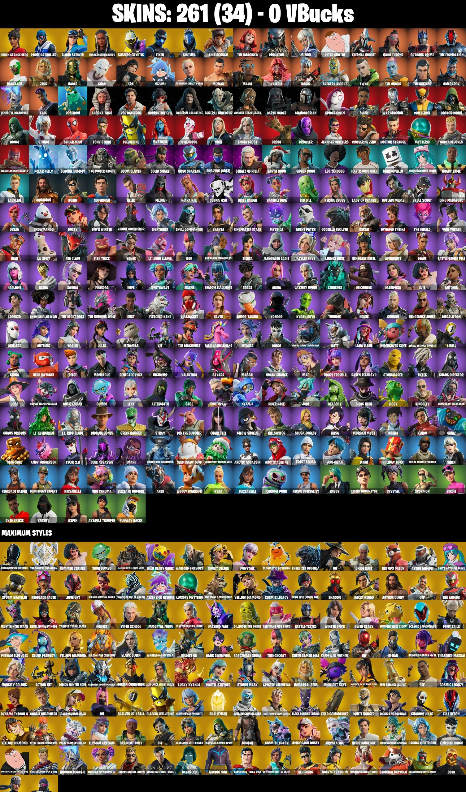 (PC/PSN/XBOX) 261 SKINS π« Renegade Raider β‘οΈ Aerial Assault Trooper π Heron Stance Hero β‘οΈ Point Patroller π Cloud Striker | 0 V-Buck | PARENTAL CONTROLS β image 2