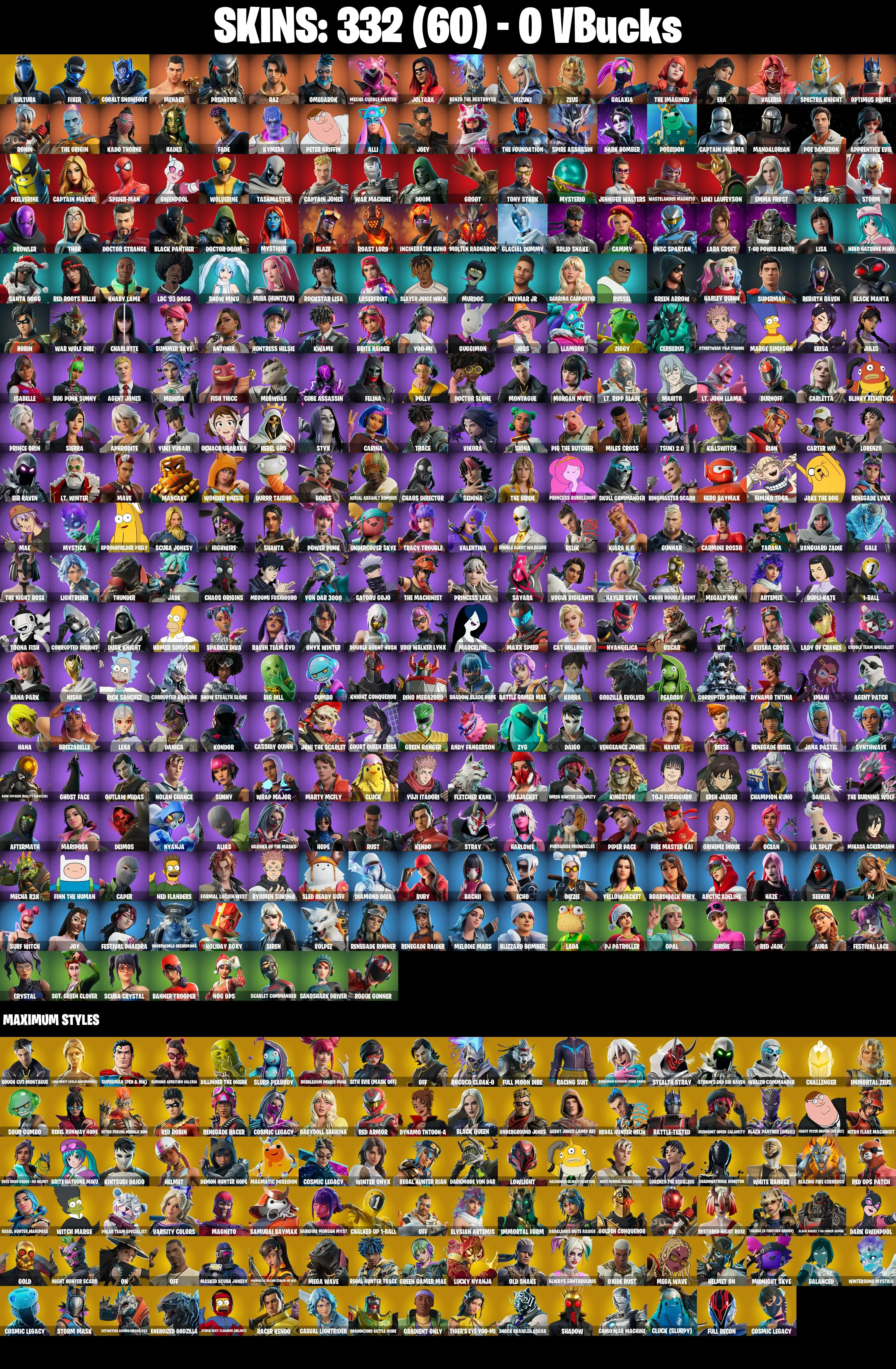 (PC) 332 SKINS π₯ Renegade Raider π₯ Sultura π₯ Fixer π₯ Cobalt Snowfoot π₯ Menace π₯ Predator π₯ Raz π₯ Omegarok π₯ Mecha Cuddle Master | PARENTAL CONTROLS β image 2