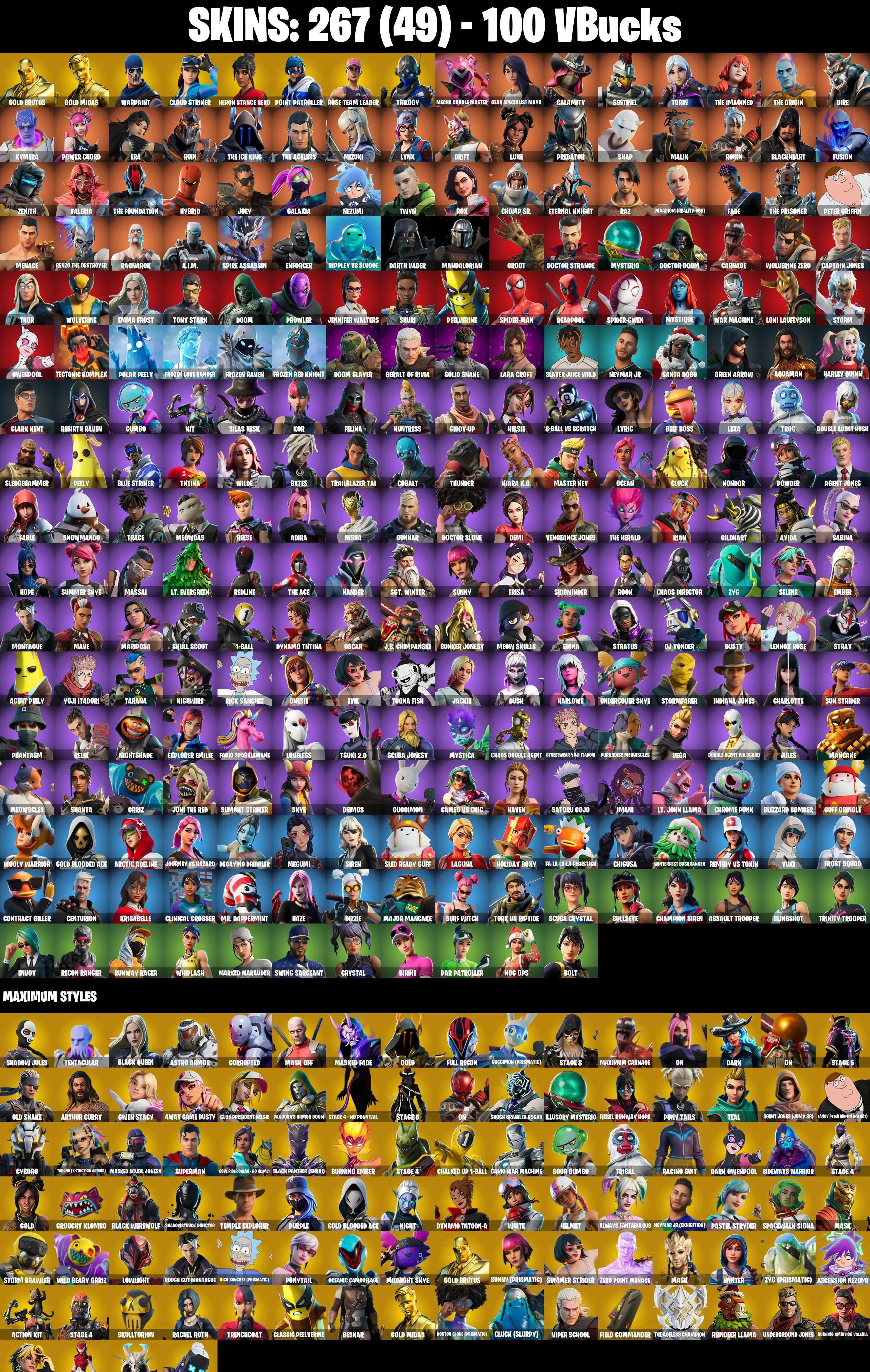 (PC/XBOX) OG STW π₯ 267 SKINS π₯ Gold Brutus π₯ Gold Midas π₯ Cloud Striker π₯ Heron Stance Hero π₯ Point Patroller π₯ Trilogy π₯ 100 V-Bucksπ₯ PARENTAL CONTROLS β image 2