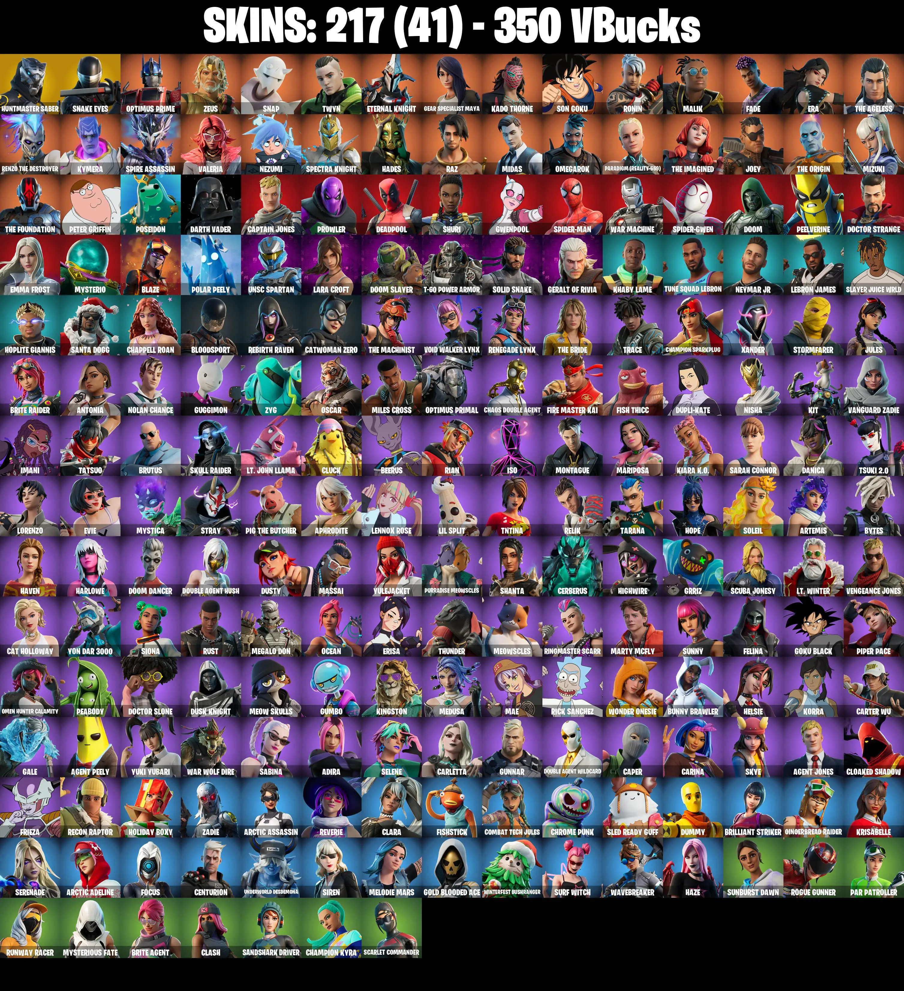 (PC/PSN/XBOX) 217 SKINS π« Huntmaster Saber β‘οΈ Snake Eyes π Optimus Prime β‘οΈ Zeus π Snap β‘οΈ Twyn π Eternal Knight | 350 V-Buck | PARENTAL CONTROLS β image 2