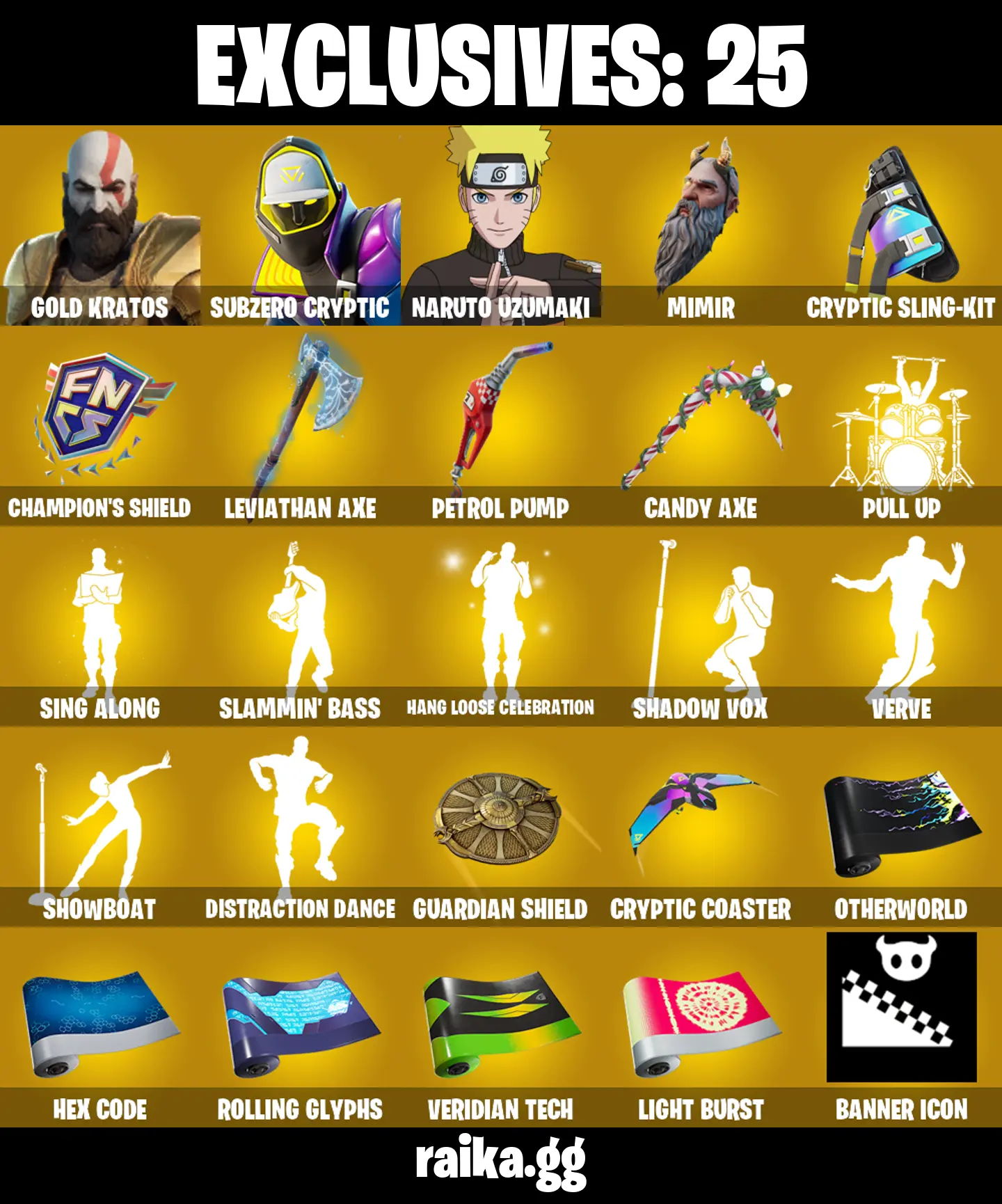 (PC) 1100 VB) 161 SKINS π₯ Gold Kratos π₯ Subzero Cryptic π₯ Naruto Uzumaki π₯ The Foundation π₯ Alli π₯ The Imagined π₯ The Cube Queen π₯ Ronin PARENTAL CONTROLS β image 1