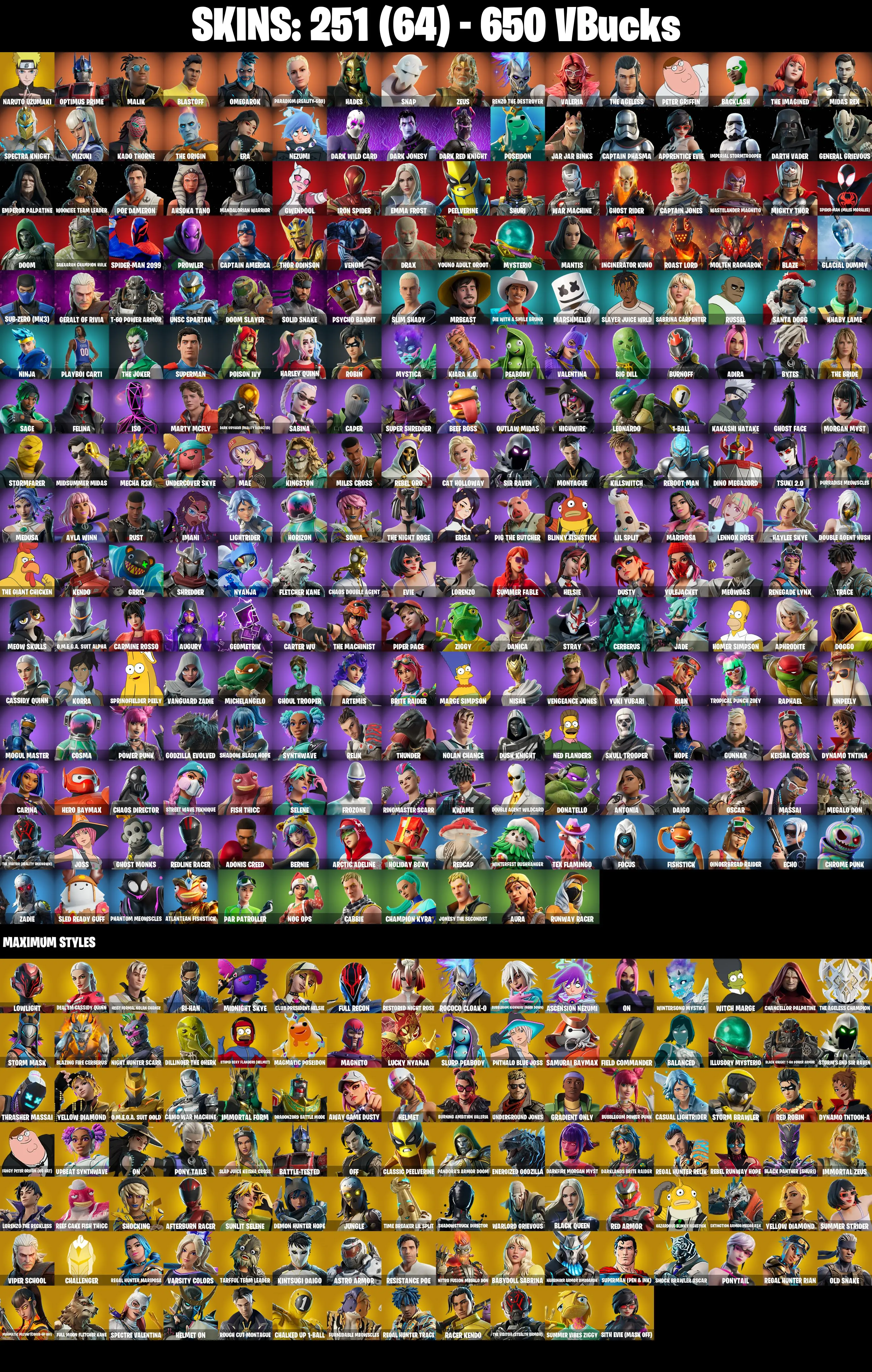 (PC/XBOX) 251 SKINS π₯ Naruto Uzumaki π₯ Optimus Prime π₯ Malik π₯ Blastoff π₯ Omegarok π₯ Paradigm (Reality-659) π₯ Hades π₯ Snap π₯ 650 V-Bucπ₯ PARENTAL CONTROLS β image 2