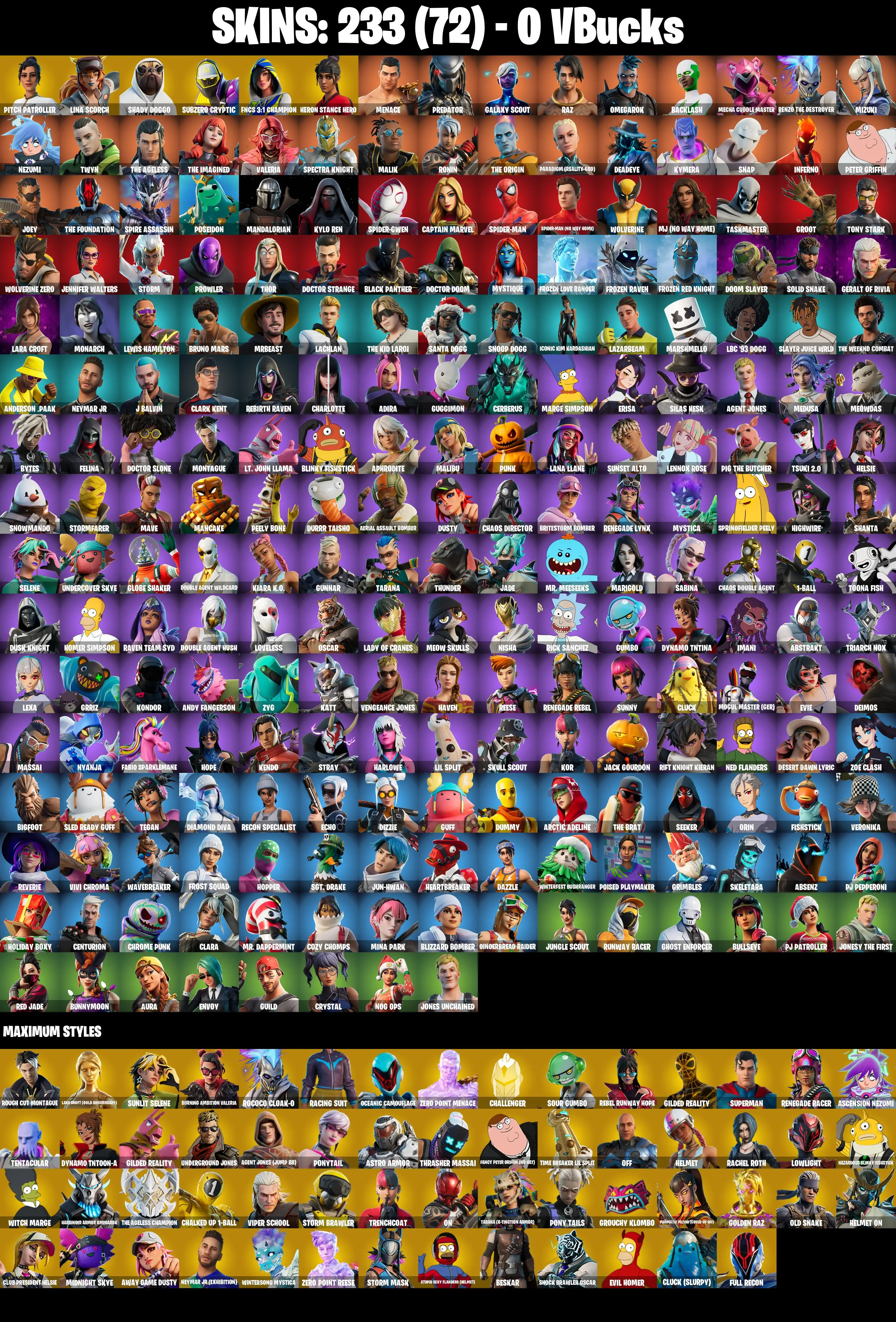 (PC/XBOX) 233 SKINS π₯ Pitch Patroller π₯ Lina Scorch π₯ Shady Doggo π₯ Subzero Cryptic π₯ FNCS 3:1 Champion π₯ Heron Stance Hero π₯ Menace π₯ Predator | PARENTAL CONTROLS β image 2