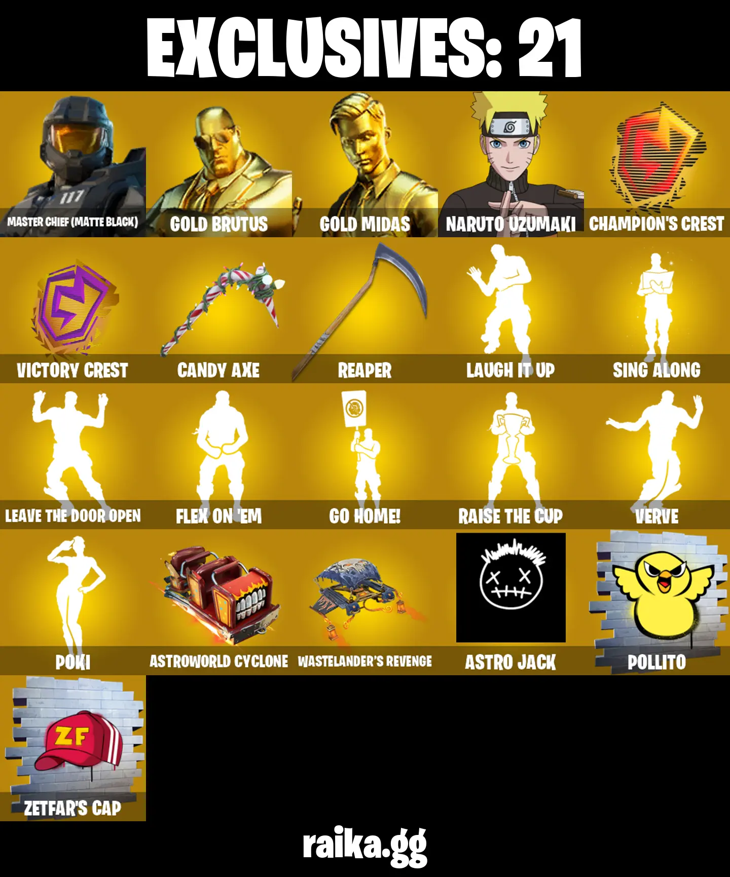 (PC/XBOX) 200 VB) 231 SKINS π₯ Renegade Raider π₯ Master Chief (Matte Black) π₯ Gold Brutus π₯ Gold Midas π₯ Naruto Uzumaki π₯ Gear Specialist Maya PARENTAL CONTROLS β image 1