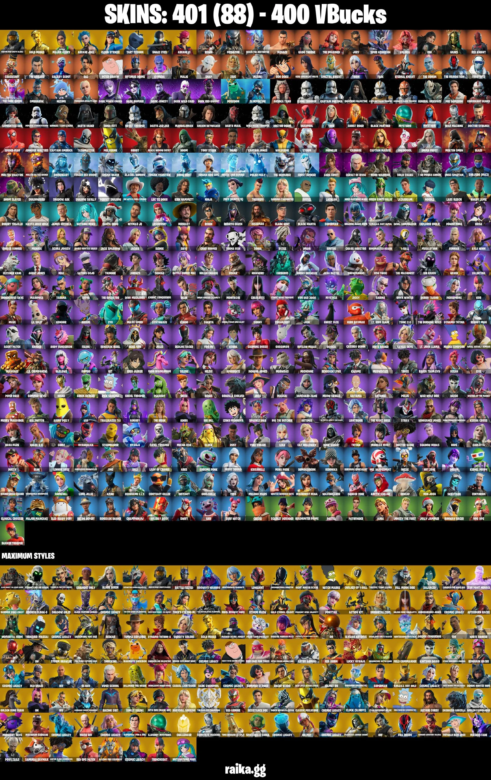 (PC) 400 VB) 401 SKINS π₯ Renegade Raider π₯ Master Chief (Matte Black) π₯ Gold Midas π₯ Major Glory π₯ Arcane Jinx π₯ Cloud Striker π₯ Tart Tycoo | PARENTAL CONTROLS β image 8