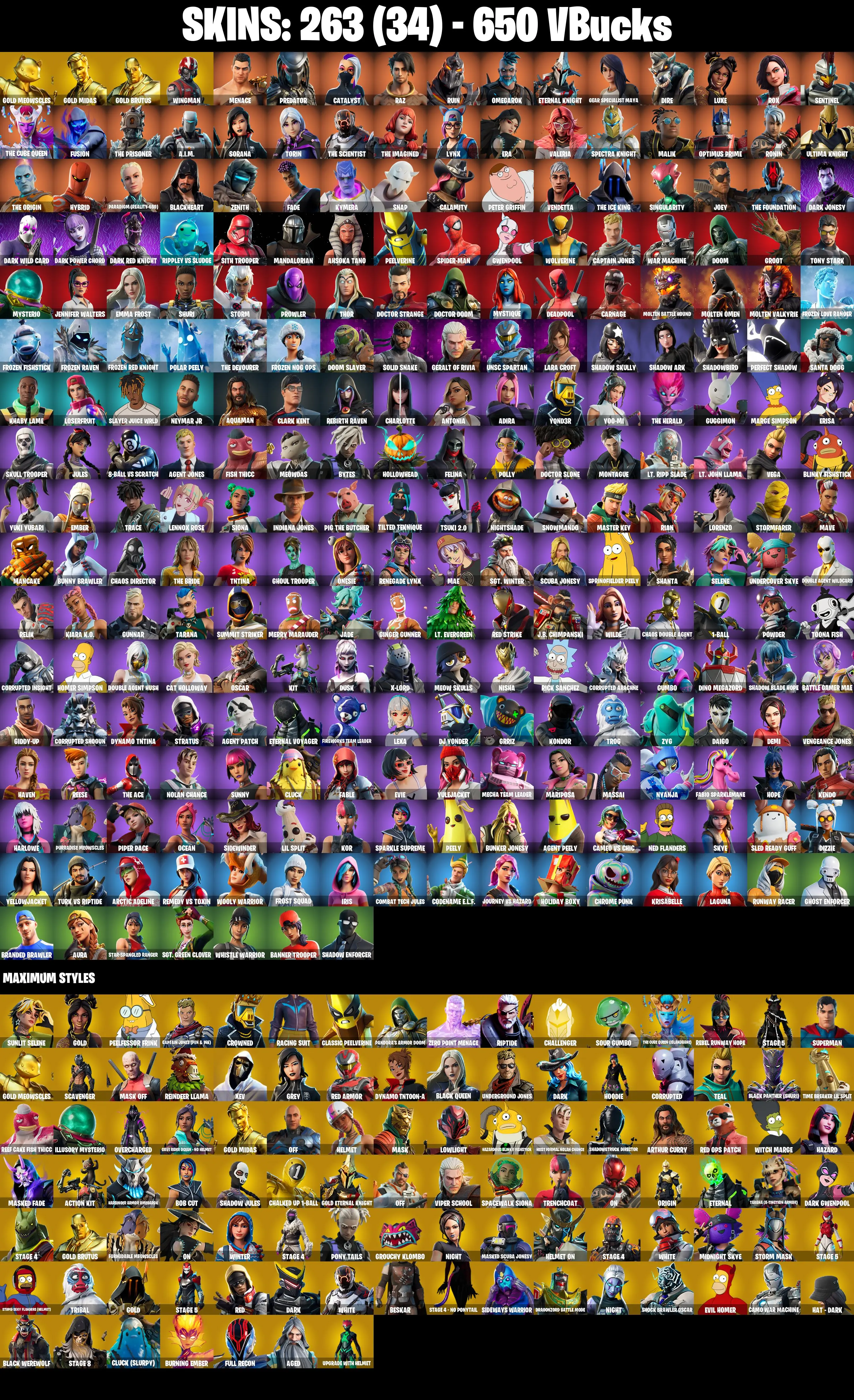 (PC/PSN) 263 SKINS π₯ Gold Meowscles π₯ Gold Midas π₯ Gold Brutus π₯ Wingman π₯ Menace π₯ Predator π₯ Catalyst π₯ Raz π₯ Ruin π₯ Omegarok π₯ 650 VB | PARENTAL CONTROLS β image 2