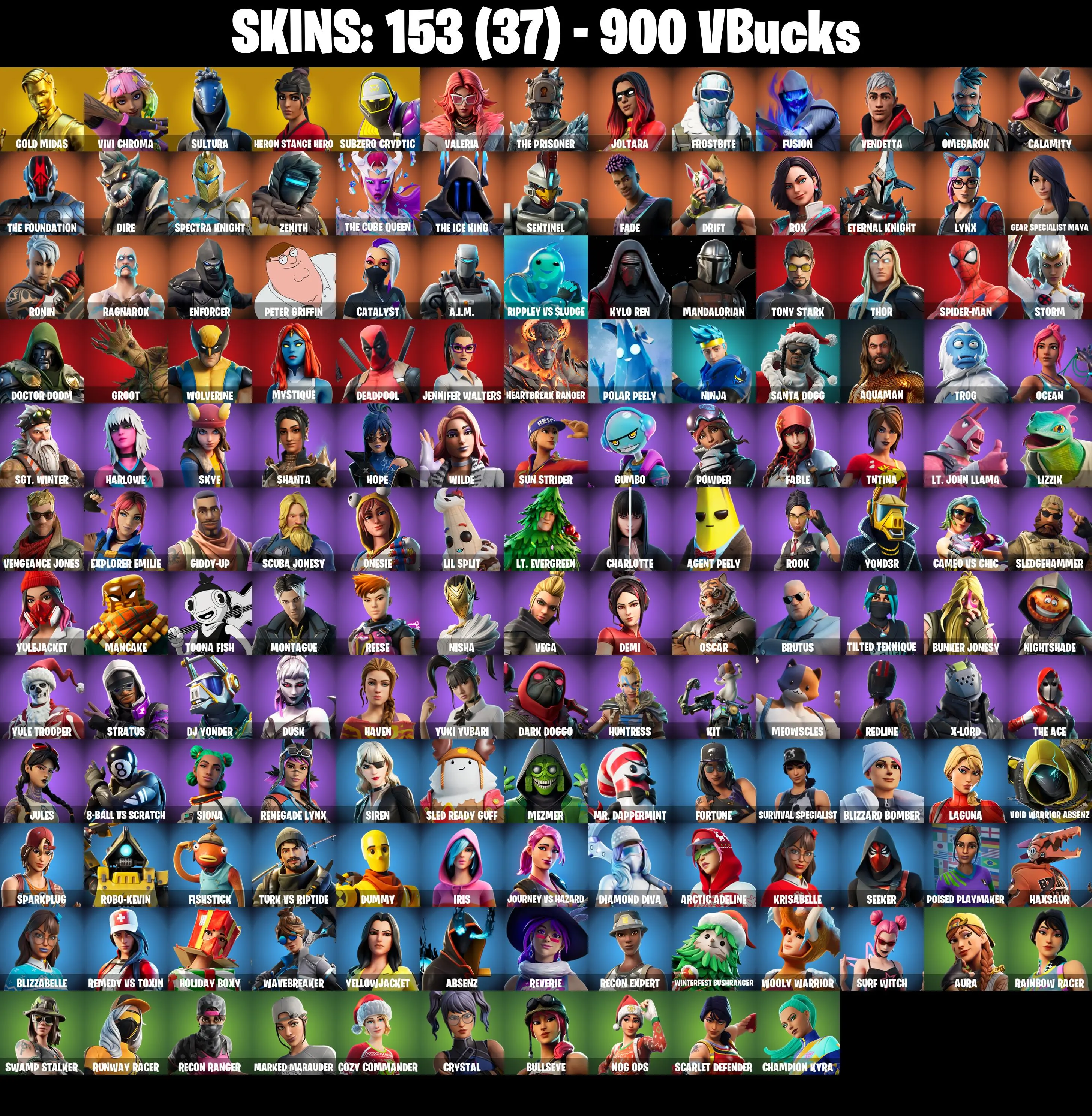(PC/XBOX) 153 SKINS π₯ Gold Midas π₯ Vivi Chroma π₯ Sultura π₯ Heron Stance Hero π₯ Subzero Cryptic π₯ Valeria π₯ The Prisoner π₯ 900 V-Buc PARENTAL CONTROLS β image 2