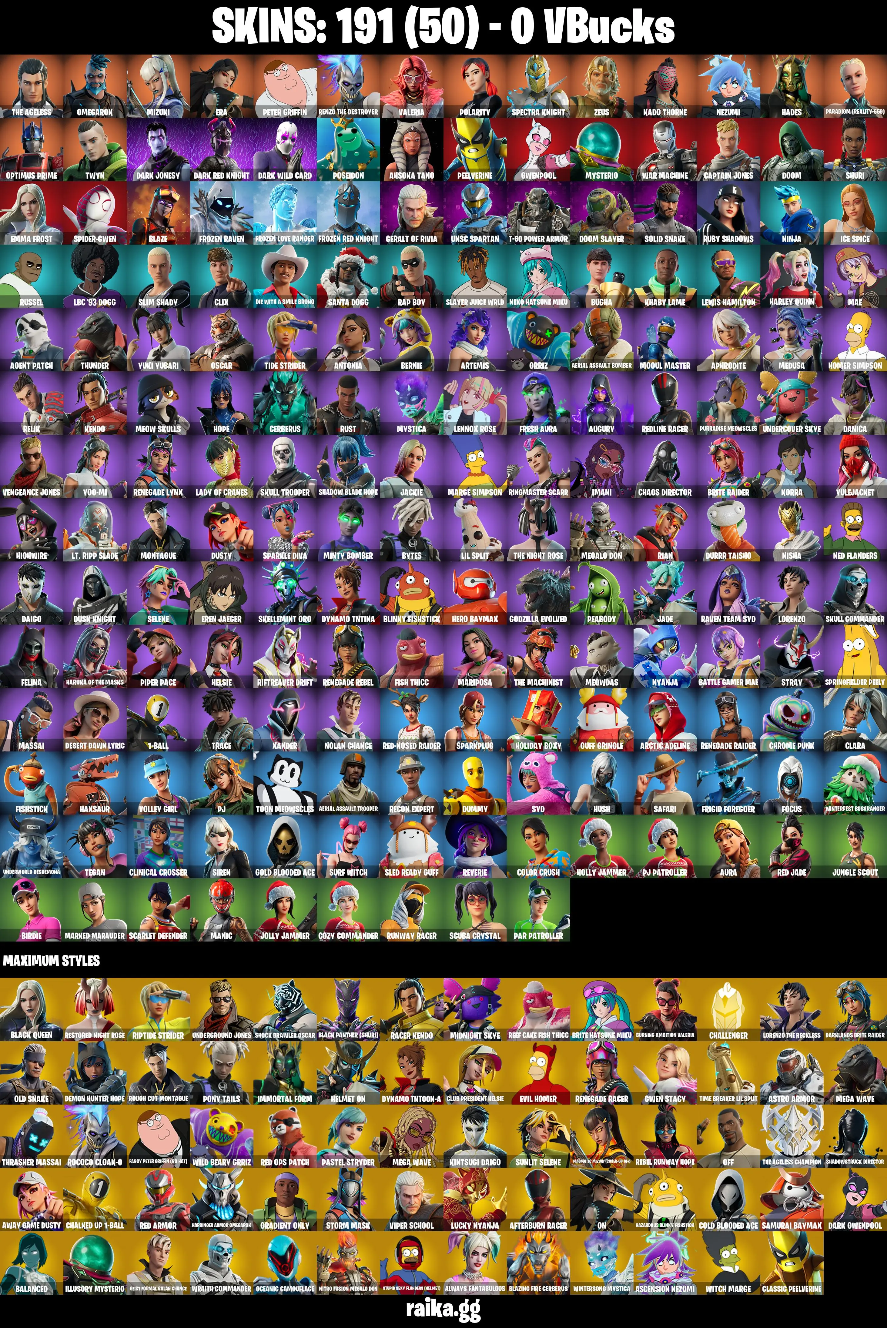 (PC/PSN) 0 VB) 191 SKINS π₯ Renegade Raider π₯ Aerial Assault Trooper π₯ The Ageless π₯ Omegarok π₯ Mizuki π₯ Era π₯ Peter Griffin PARENTAL CONTROLS β image 2