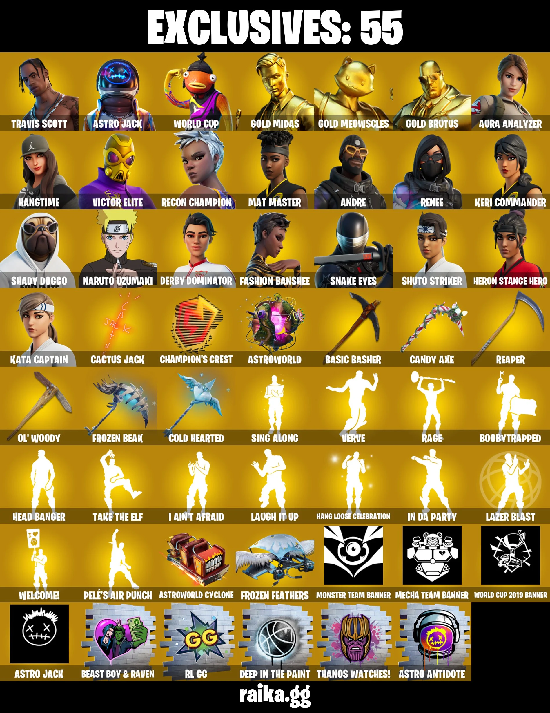 (PC/PSN) 1150 VB) 296 SKINS π₯ Renegade Raider π₯ Aerial Assault Trooper π₯ Travis Scott π₯ Astro Jack π₯ WORLD CUP π₯ Gold Midas π₯ Gold Meowscle | PARENTAL CONTROLS β image 1
