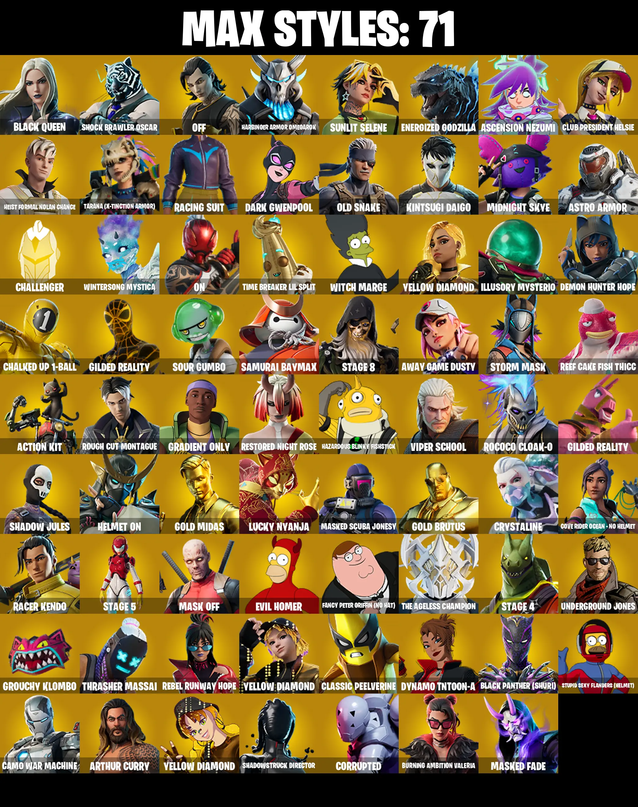 (PC/PSN/XBOX) 216 SKINS π Gold Midas π Gold Brutus π Subzero Cryptic π Sultura π Lina Scorch π Pitch Patroller π Sentinel π 1400 V-Buck PARENTAL CONTROL β image 3