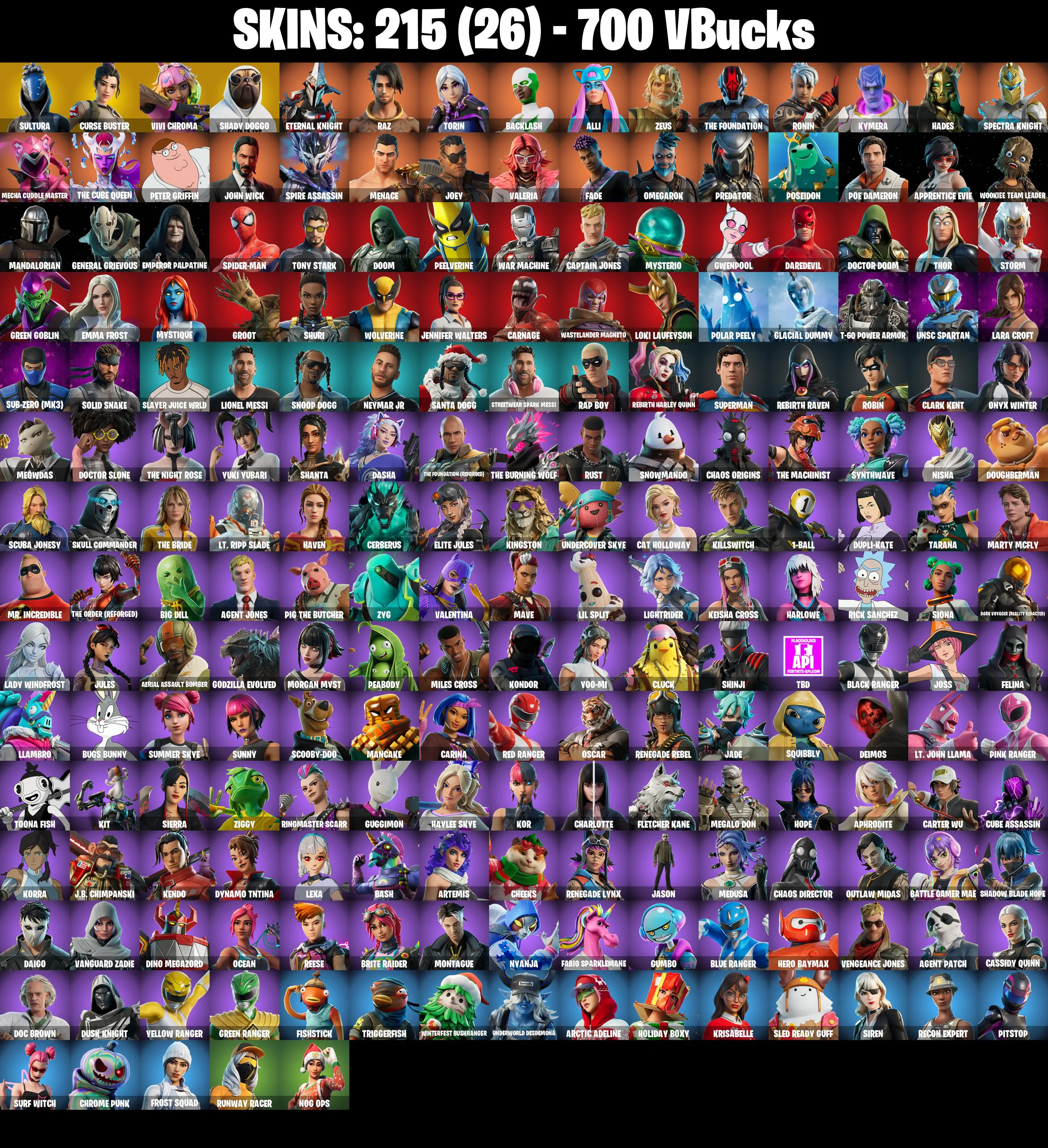 (PC/PSN/XBOX) 215 SKINS π Sultura π Curse Buster π Vivi Chroma π Shady Doggo π Eternal Knight π Raz π Torin π Backlash π Alli π 700 V-Buck PARENTAL CONTROL β image 2