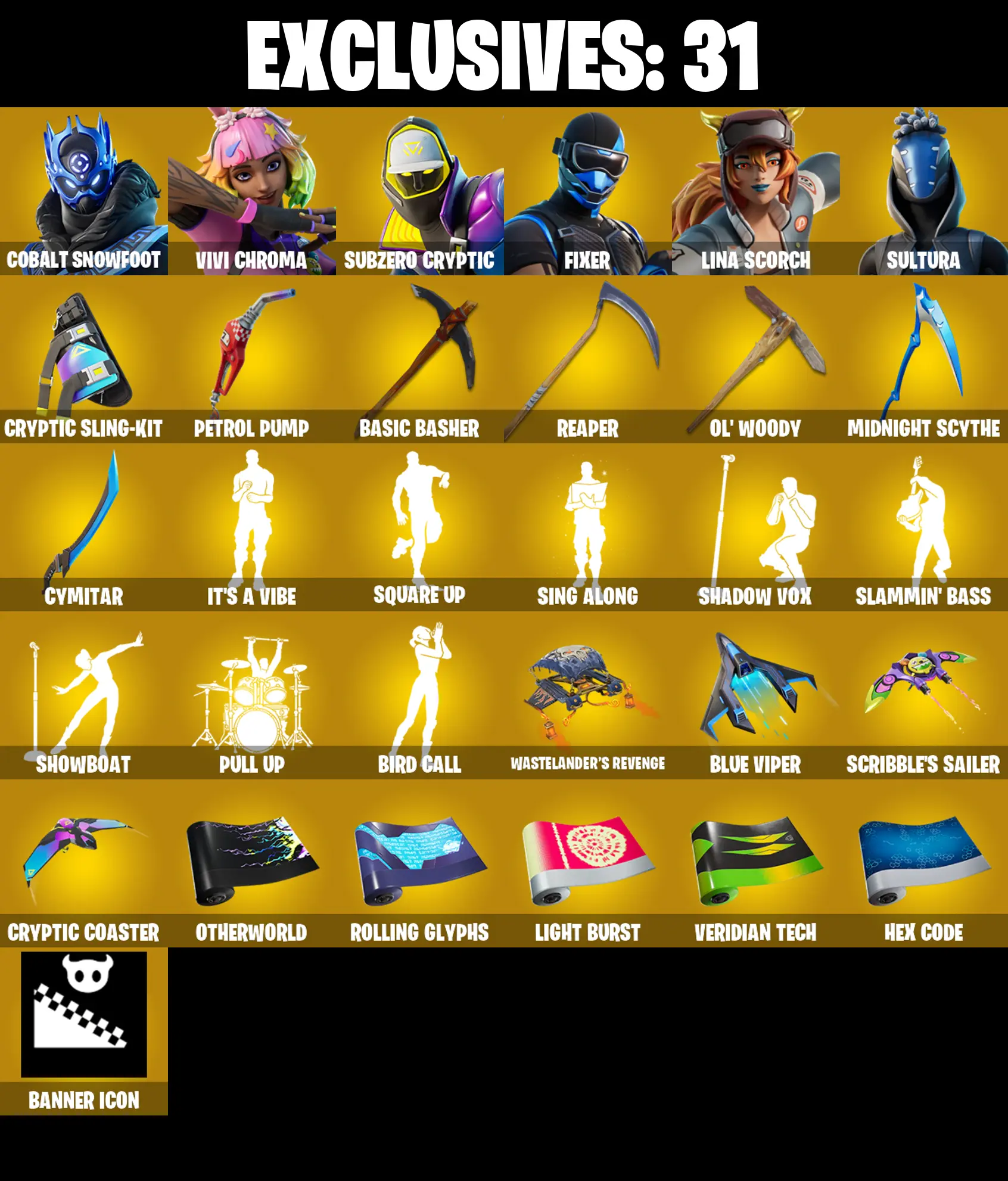 (PC/PSN/XBOX) 334 SKINS π Renegade Raider π Cobalt Snowfoot π Vivi Chroma π Subzero Cryptic π Fixer π Lina Scorch π Sultura π 5250 V-Buck PARENTAL CONTROL β image 1